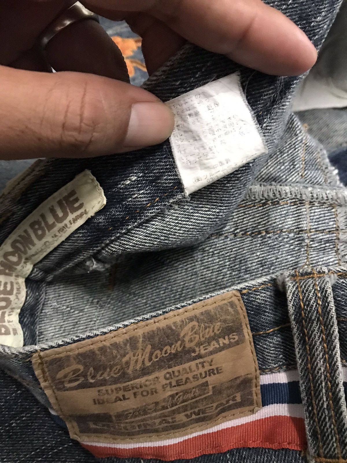Hysteric Glamour Vintage Blue Moon Blue Striped Hawaii Embroidery Jeans Size US 33 - 7 Thumbnail