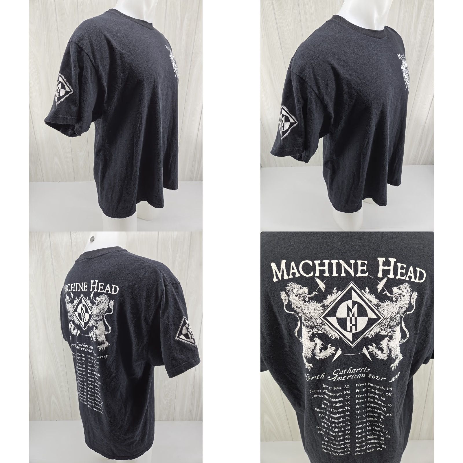 Vintage MACHINE HEAD Catharsis American Tour 2018 MENS 2-SIDED BLACK T-SHIRT XL Size US XL / EU 56 / 4 - 8 Thumbnail