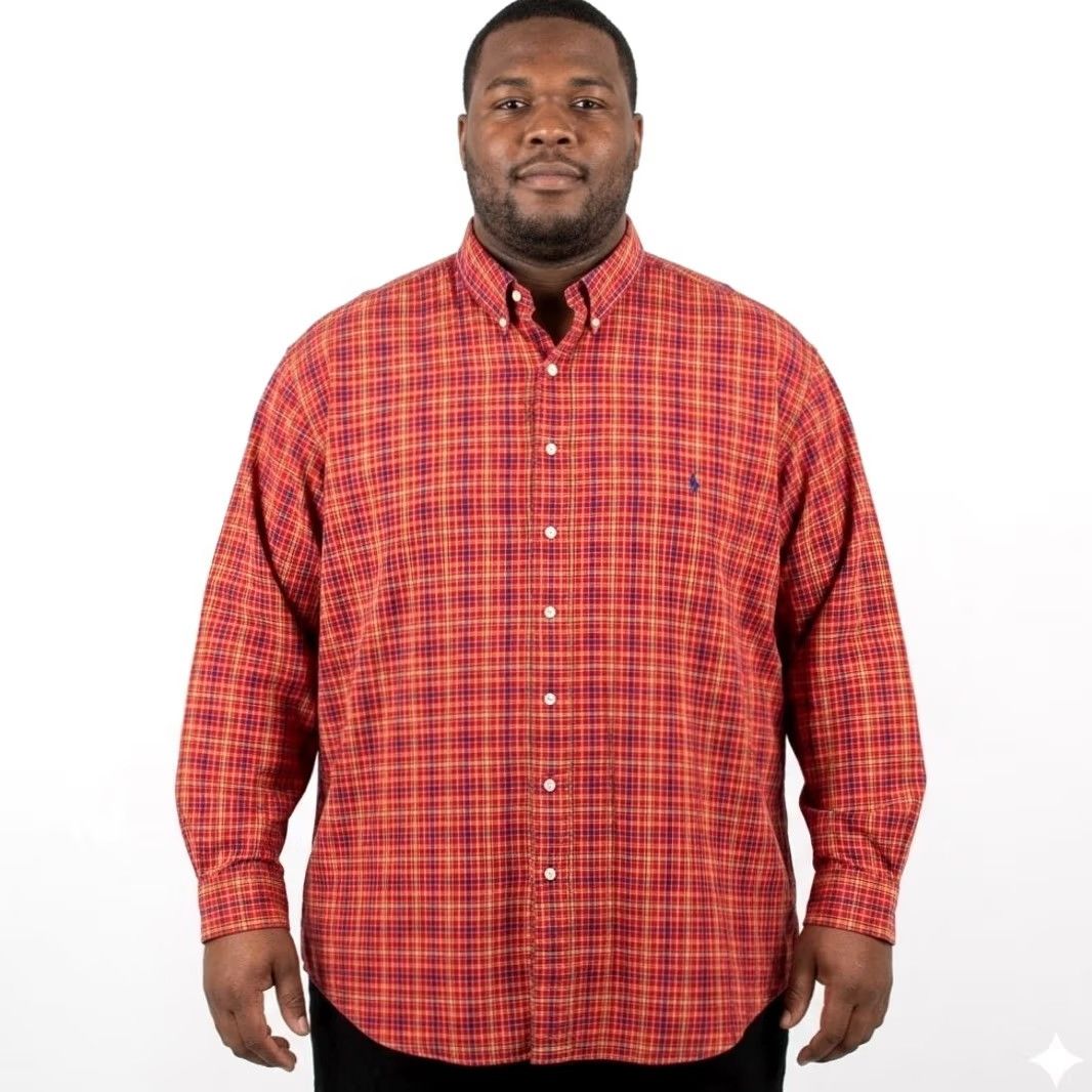 Polo Ralph Lauren VINTAGE Polo Ralph Lauren Shirt Big & Tall 3X Mens Plaid Button-Down Long Sleeve Collar Polo Pony Red/Yellow/Navy Size US XXL / EU 58 / 5 - 2 Thumbnail