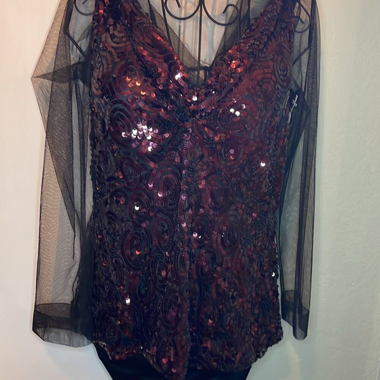 Dries Van Noten Dries Van Noten Carti net mesh purple sequins layered top Size S / US 4 / IT 40 - 3 Thumbnail