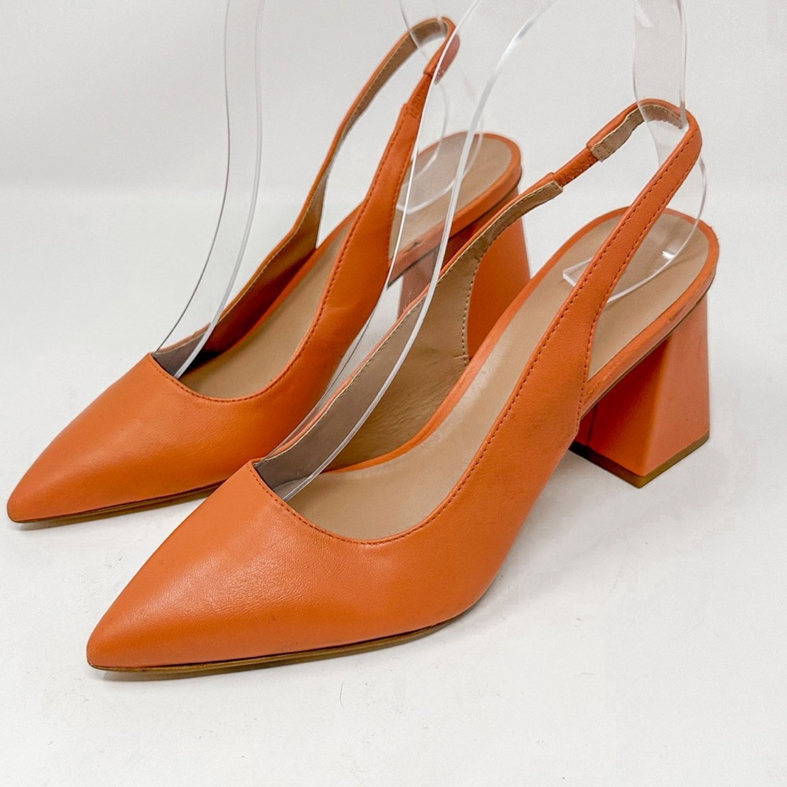 Nordstrom Nordstrom Polina Coral Leather Slingback Heels, Size 5.5 Size US 5.5 / IT 35.5 - 4 Thumbnail