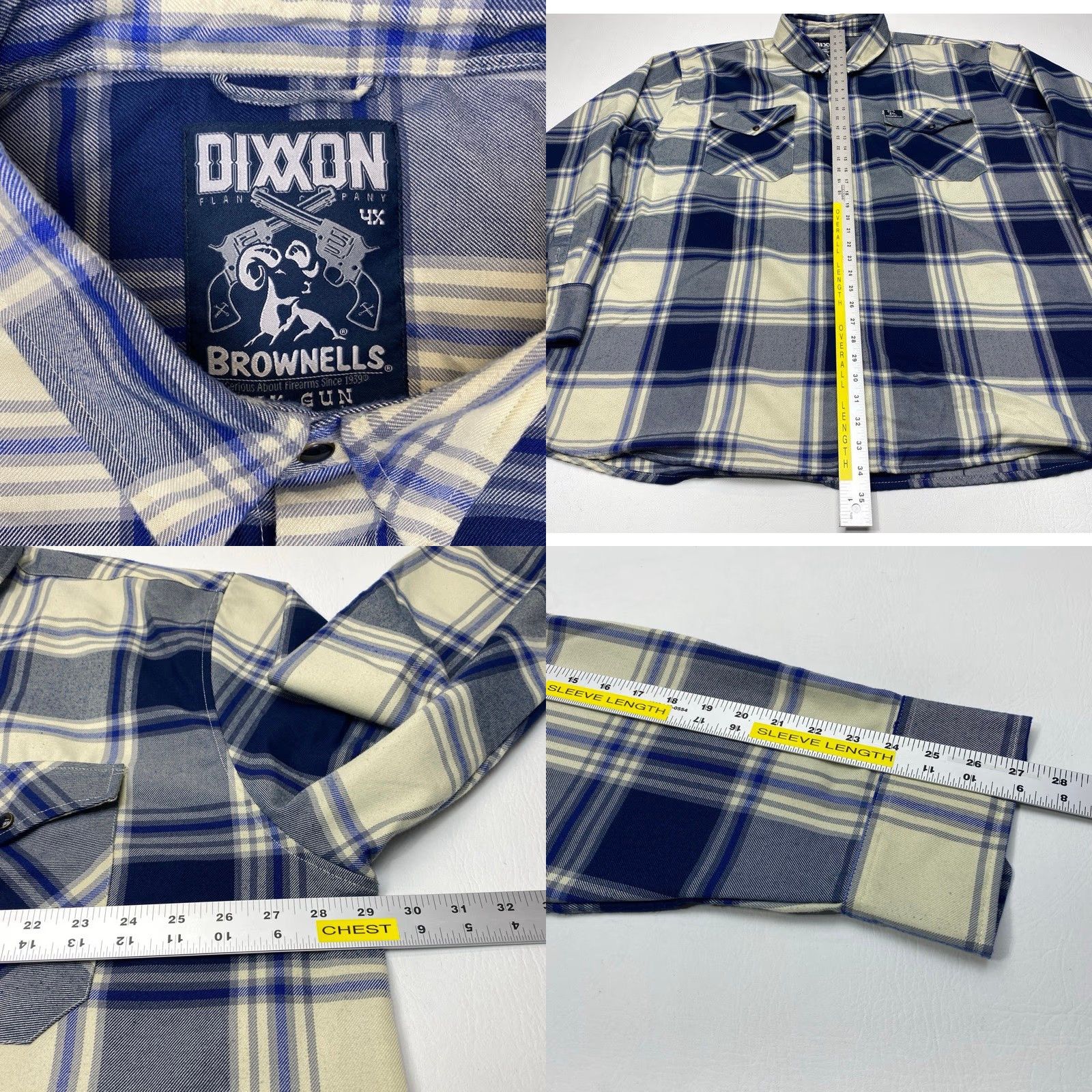 Vintage Dixxon Flannel Mens 4XL Blue Plaid Pearl Snap Casual Shirt Mens 4XL Big & Tall Size US XXL / EU 58 / 5 - 8 Thumbnail