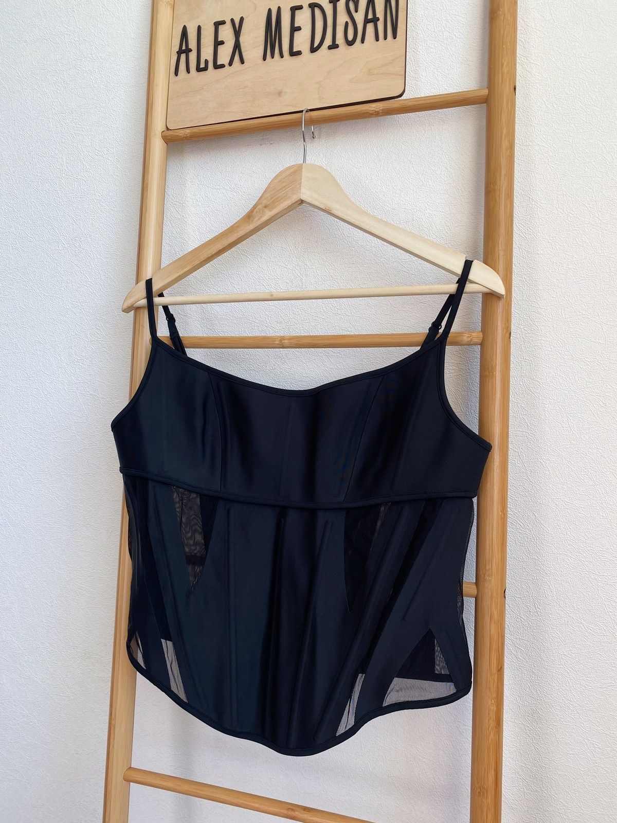 H&M × Mugler × Thierry Mugler Mugler x H&M Mesh-Paneled Corset Top Black Size L Size L / US 10 / IT 46 - 7 Thumbnail