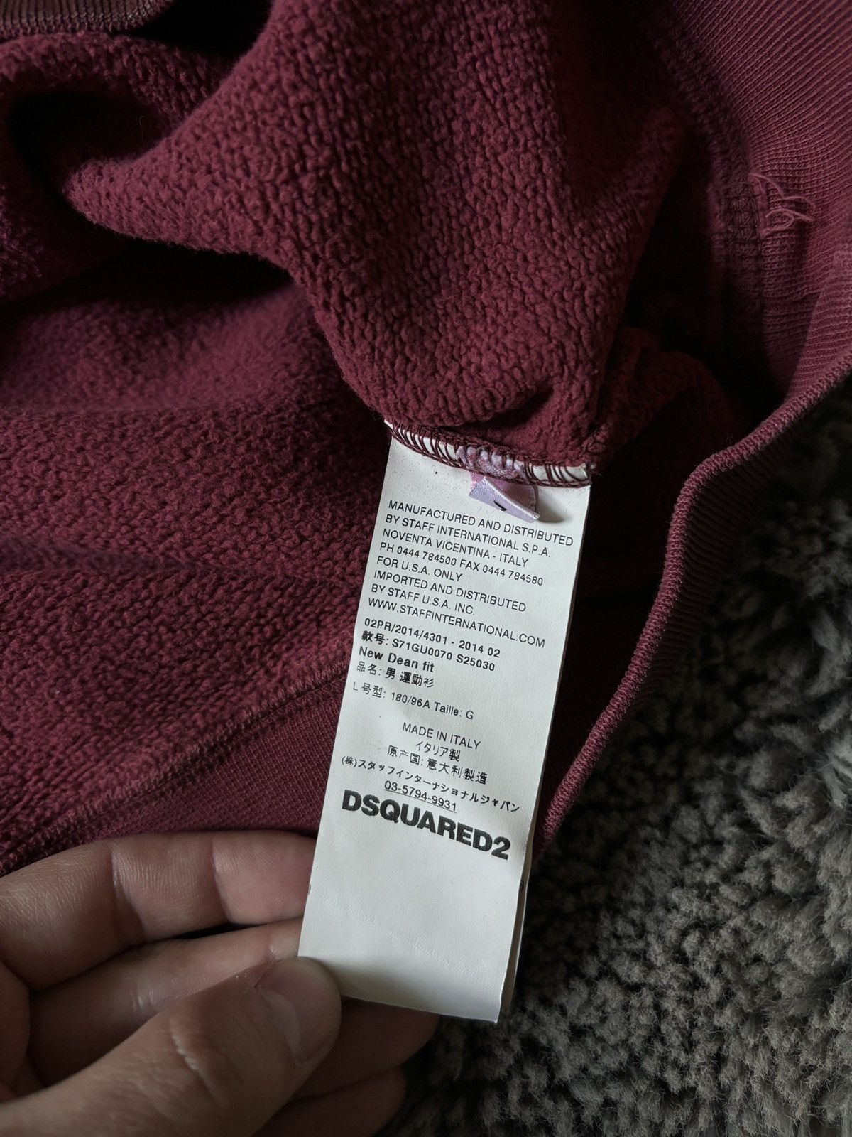 Dsquared2 sweatshirt cell block wax burgundy color