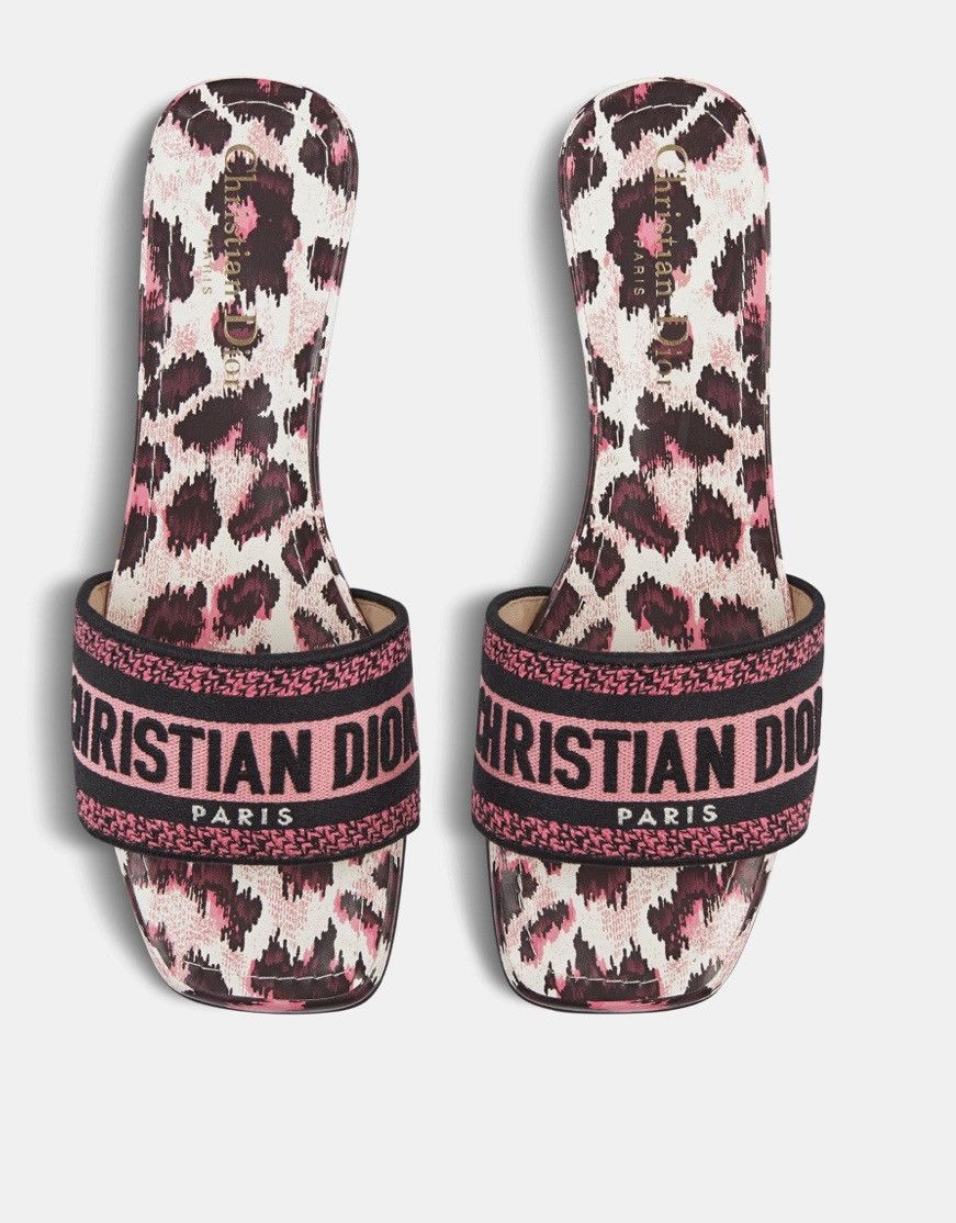 Dior Dior DWAY HEELED SLIDE Deep Fuchsia Mizza Embroidered Cotton Size US 10 / IT 40 - 2 Thumbnail