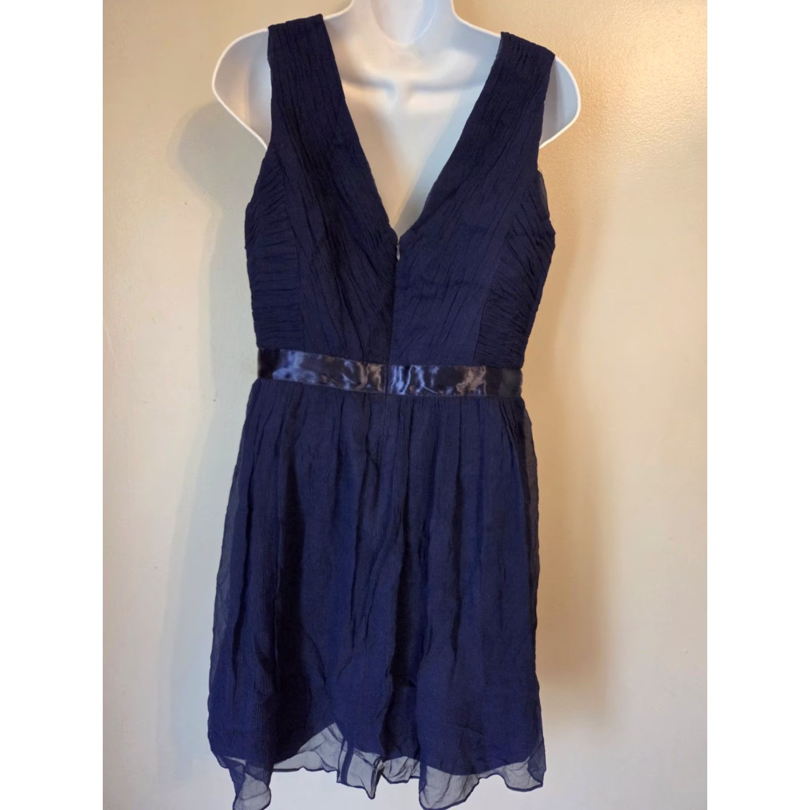Donna Morgan VINTAGE Donna Morgan Navy Blue Crinkle Silk Cocktail Dress 8 Mini Dress Eveningwear 1990s Womens Shown as Cocktail Dress Size M / US 6-8 / IT 42-44 - 6 Thumbnail