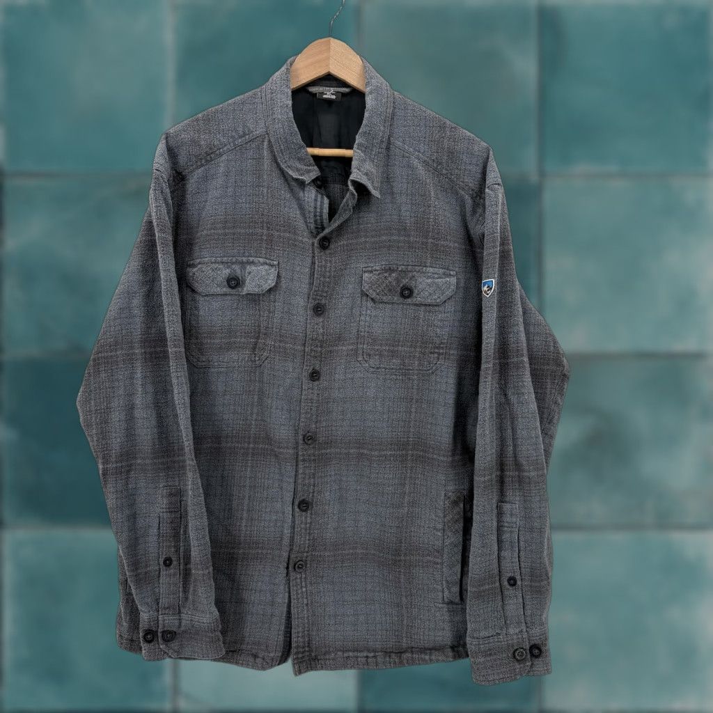 Vintage Kuhl Deviatr Shirt Jacket Mens XL Gray Plaid Flannel Shacket Button Up Outdoor Size US XL / EU 56 / 4 - 1 Thumbnail