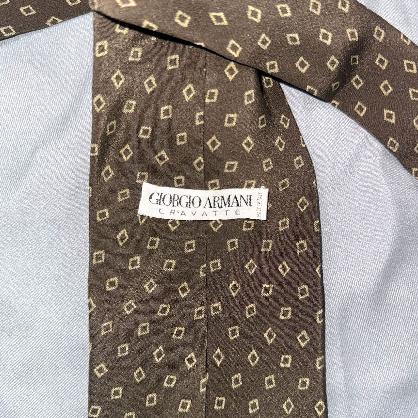 Giorgio Armani Giorgio Armani Cravatte Brown Geometric Diamond Silk Tie 3.75" Width Men Designer Tie Size ONE SIZE - 2 Thumbnail
