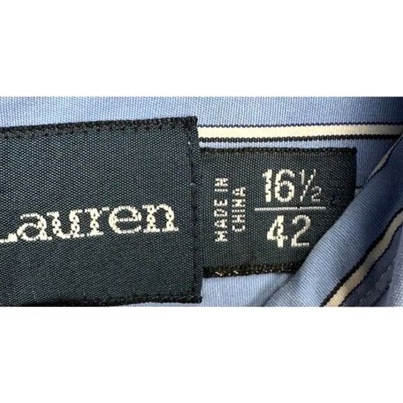 Ralph Lauren Ralph Lauren Shirt Men 16.5 42 Blue Double Striped Dress Pony Custom Button Down Shirt Mens Regular Size 16.5 42 Blue Striped Dress Shirt VINTAGE? Size 46R - 5 Thumbnail