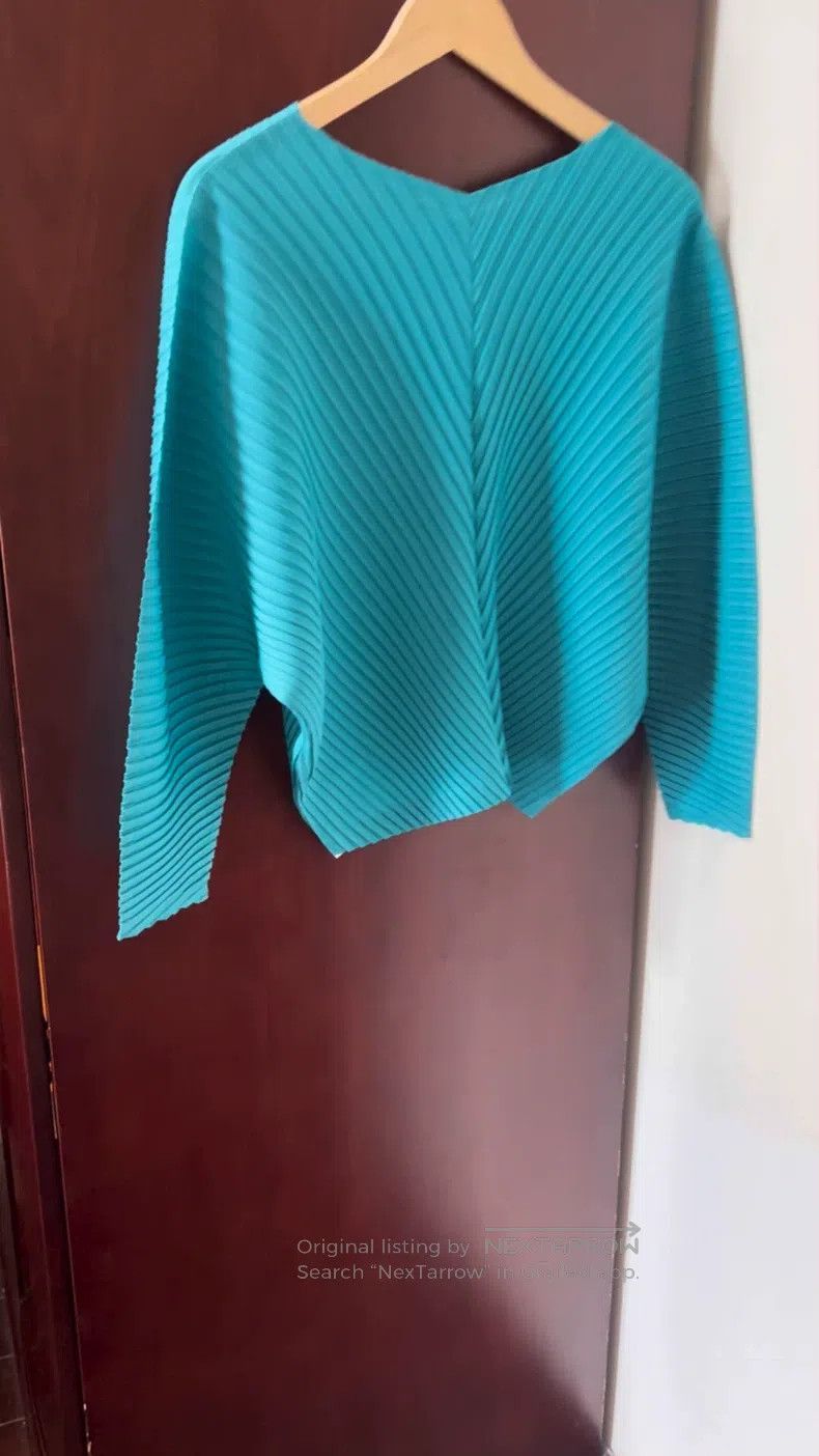 Issey Miyake Twilight Blue Pleated Top