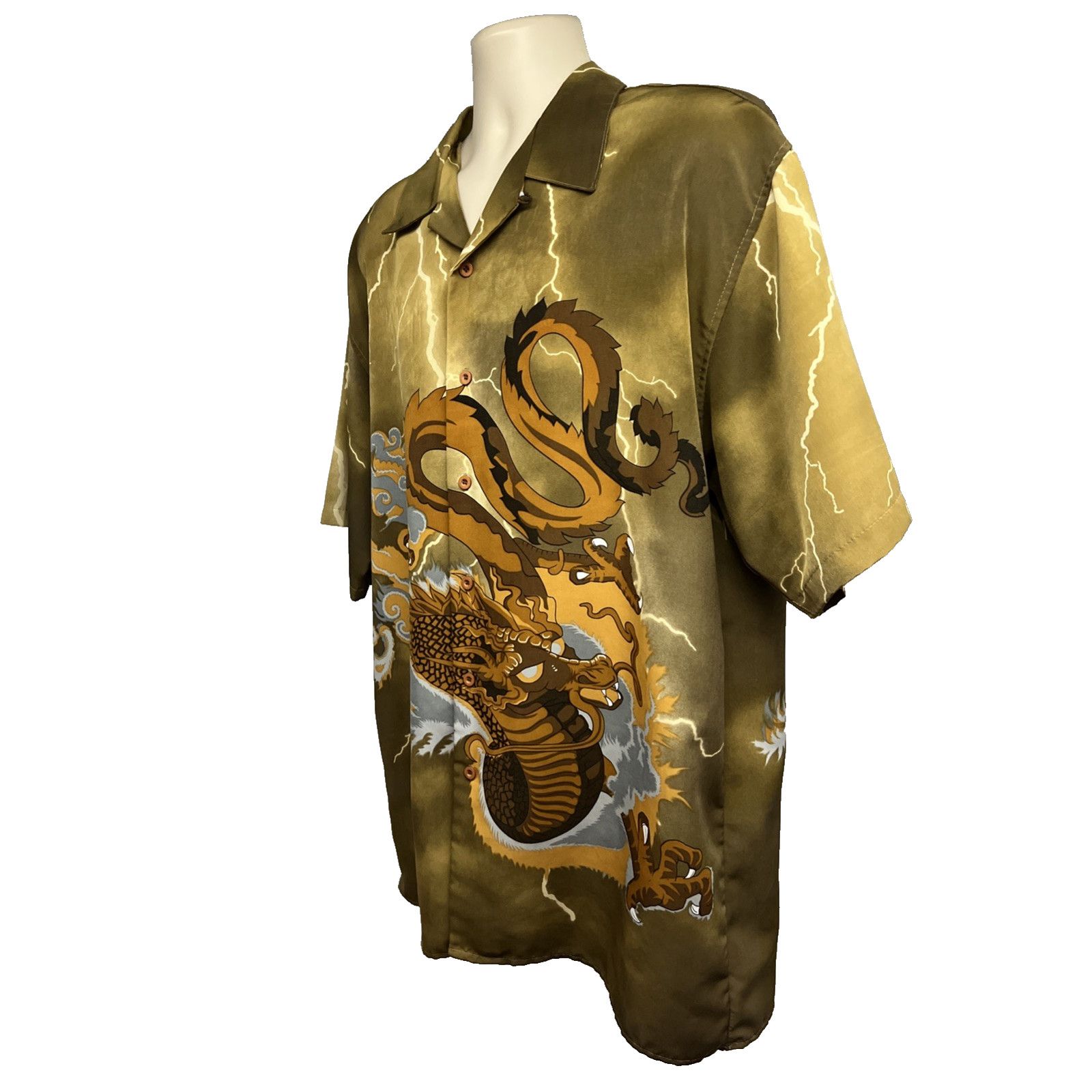 Vintage Vintage Streetwear Graphic Dragon Button Up Shirt Mens XL Size US XL / EU 56 / 4 - 3 Thumbnail