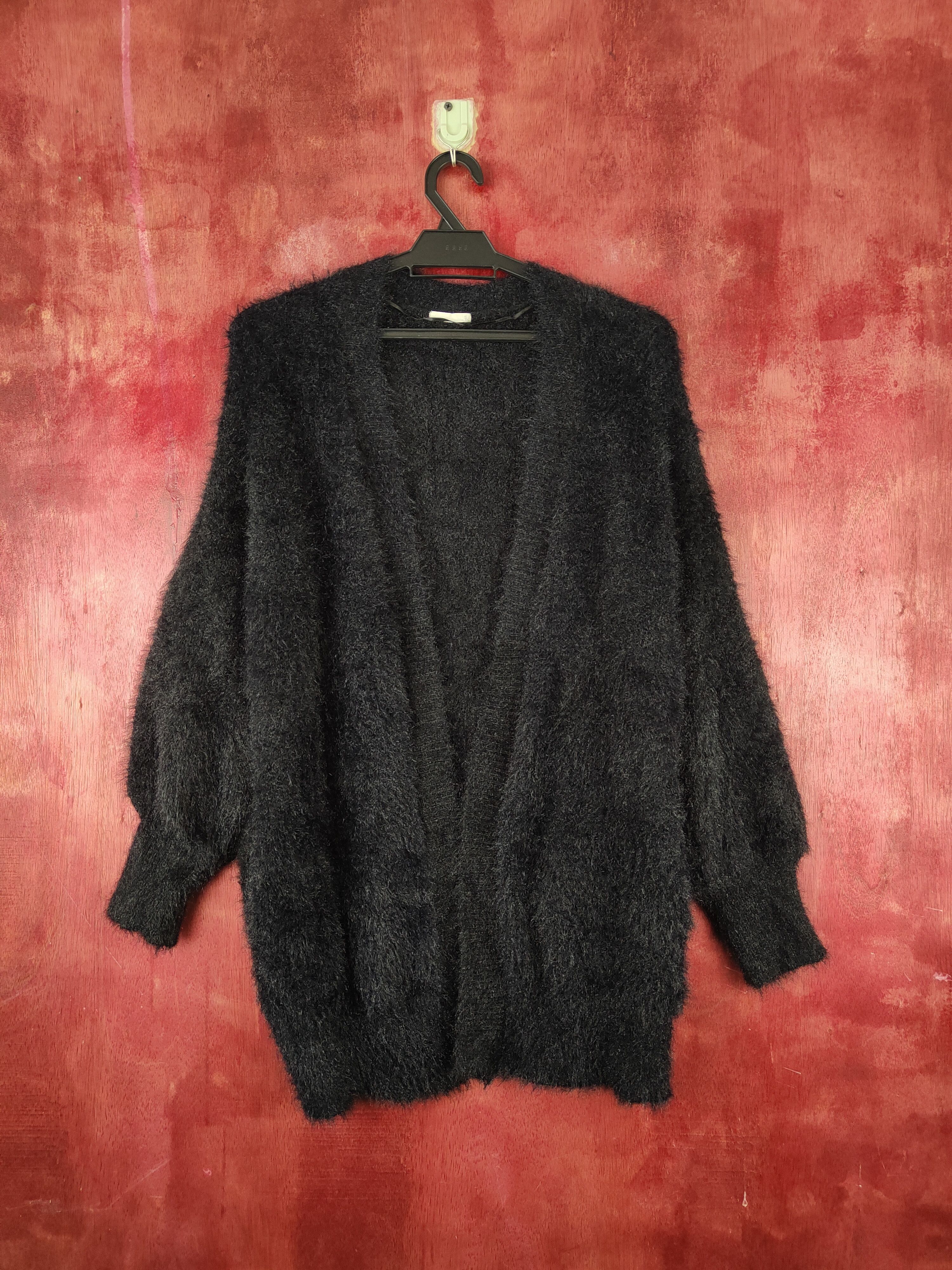 Aran Isles Knitwear GU Black Shag Shaggy Fur Mohair Knitwear Cardigan #S1904 Size L / US 10 / IT 46 - 1 Thumbnail