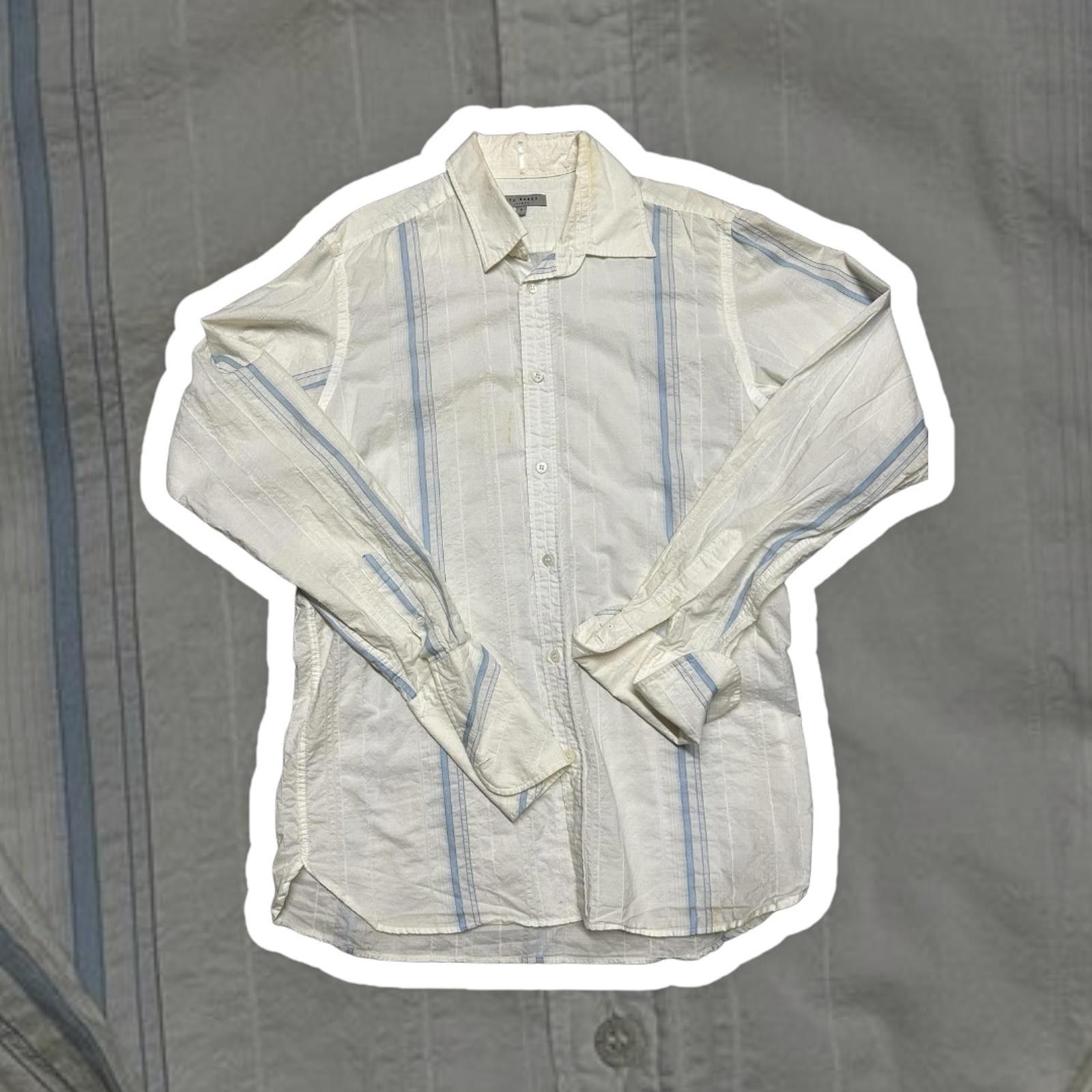 Ted Baker Ted Baker White Striped Long Sleeve Shirt Size US S / EU 44-46 / 1 - 1 Thumbnail