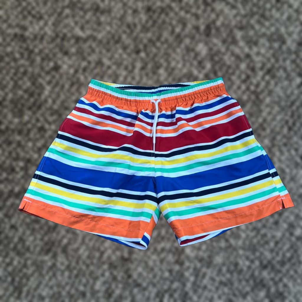 Chubbies Chubbies Brand Men Bottom Swim Trunks Lined Striped Blue White Red Yellow Colorful Pattern Size L Size US 33 - 1 Thumbnail