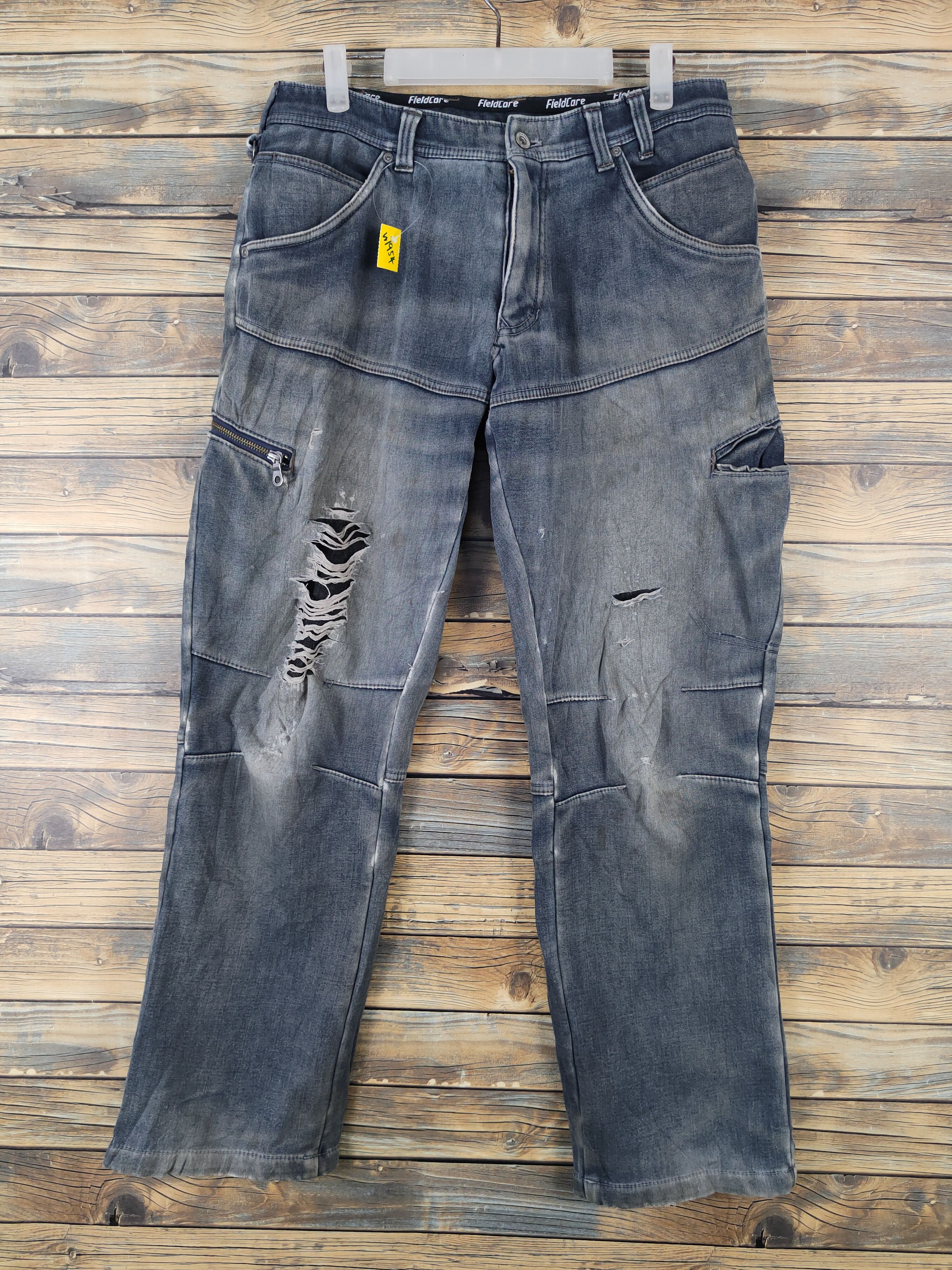FieldCore Faded Distressed Ripped cargo denim Jeans #W1954