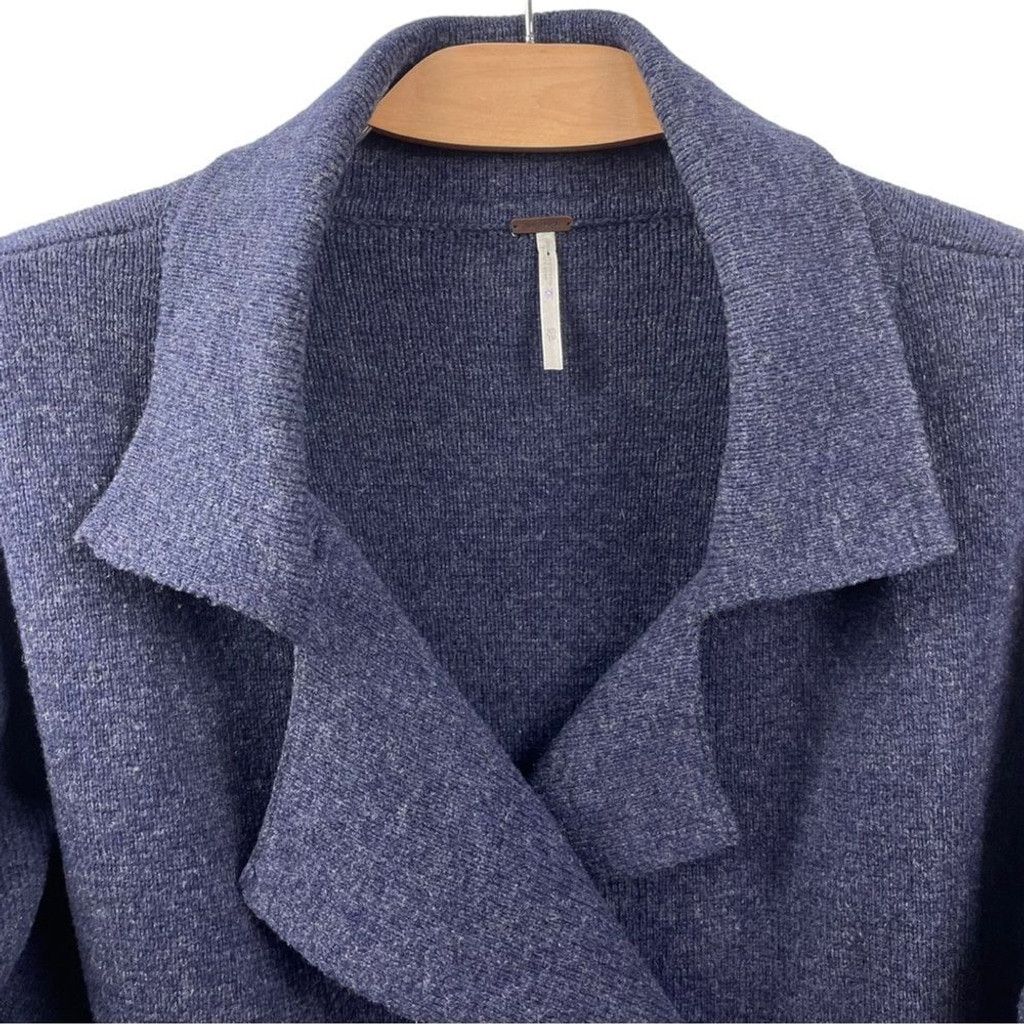 Free People Free People Heather Blue 100% Wool Coatigan Size XS Size XS / US 0-2 / IT 36-38 - 4 Thumbnail