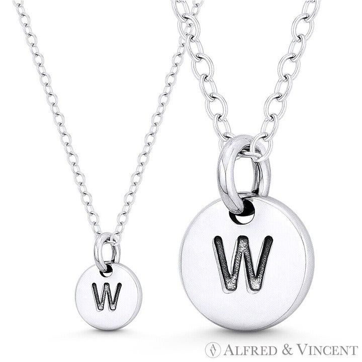 Other Initial Letter "W" Engraved Tiny Circle Pendant Size ONE SIZE - 1 Preview
