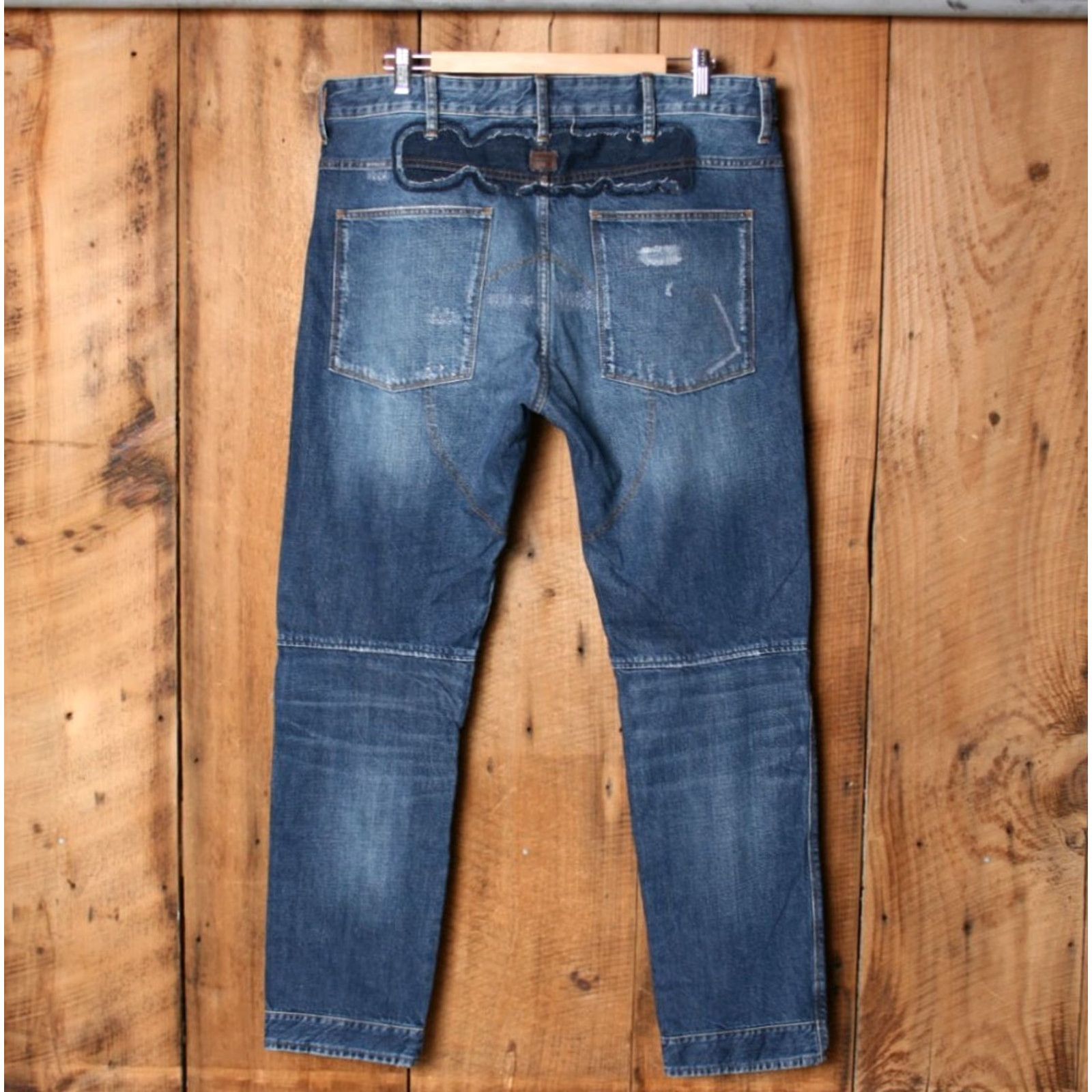 G-Star G-Star Raw 5620 3D Straight Tapered Jeans Blue 36x32 Mens Regular Denim Button Rise 10-12in Inseam 31in Vietnam Tags 37x31 Patched Ca Size US 37 - 7 Thumbnail