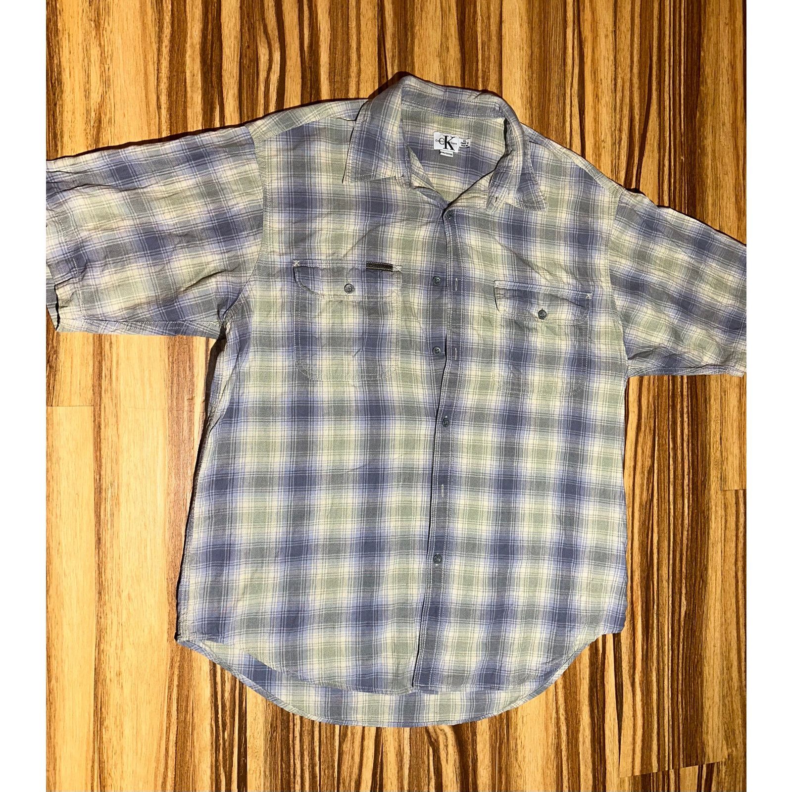 & Other Stories Calvin Klein Jeans Green With Gray Flannel Shirt Size XL Size US XL / EU 56 / 4 - 3 Thumbnail