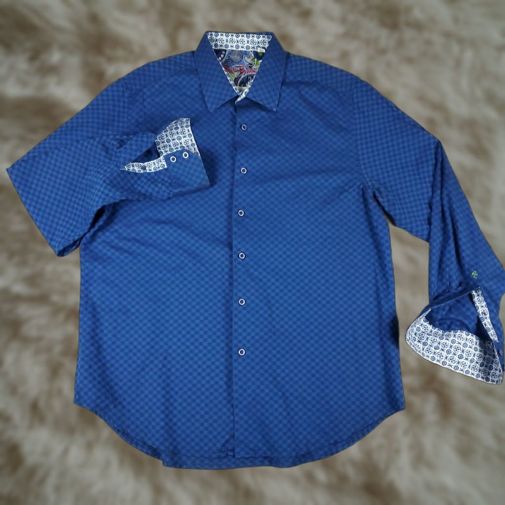 Robert Graham Robert Graham Shirt Mens XL Blue Check Button-Up Long Sleeve Classic Fit Button Up T-Shirt? Size US XL / EU 56 / 4 - 1 Thumbnail