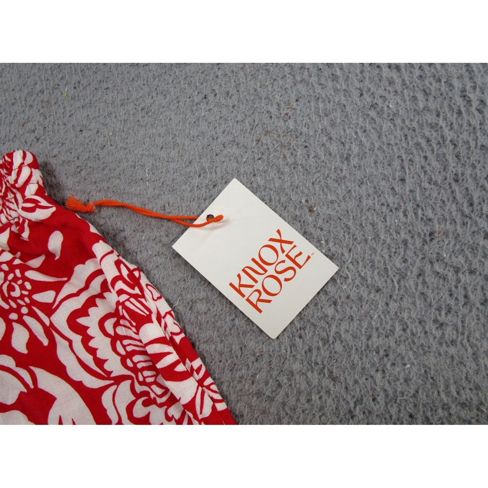 Vintage Knox Rose Skirt Short A-Line Elastic Waist Red White Floral Tropical Beach Bohemian 90s Ladies Size M Womens Size 32" / US 10 / IT 46 - 2 Thumbnail