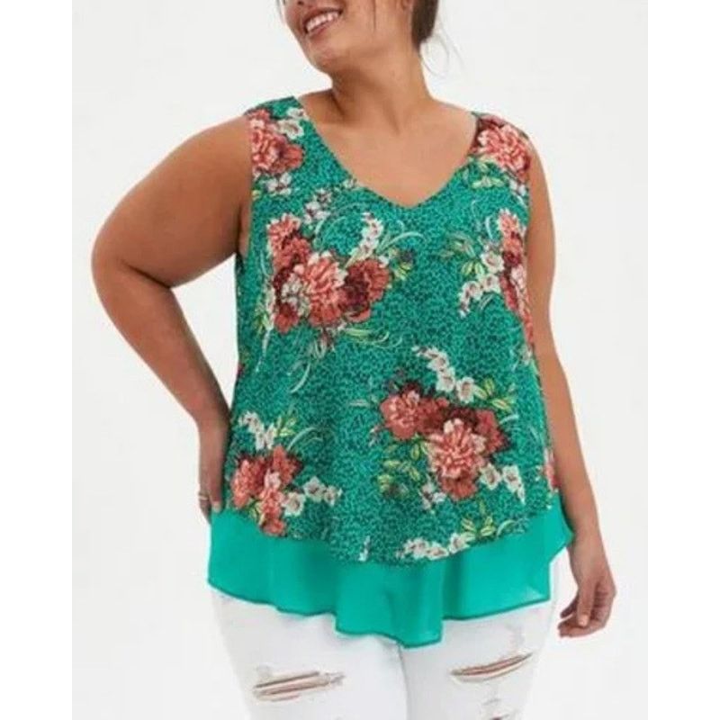 Torrid Torrid Floral Leopard Print Tank Plus Sz 00X Double Layered Size XXS / US 00 / IT 34 - 1 Thumbnail