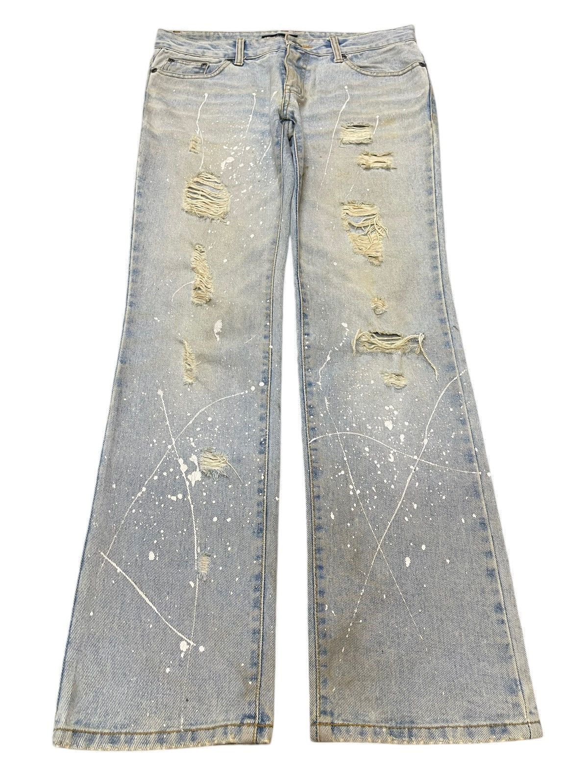 If Six Was Nine Vintage Japanese Brand Faded Distress Paint Splatter Jeans Size US 31 - 1 Thumbnail