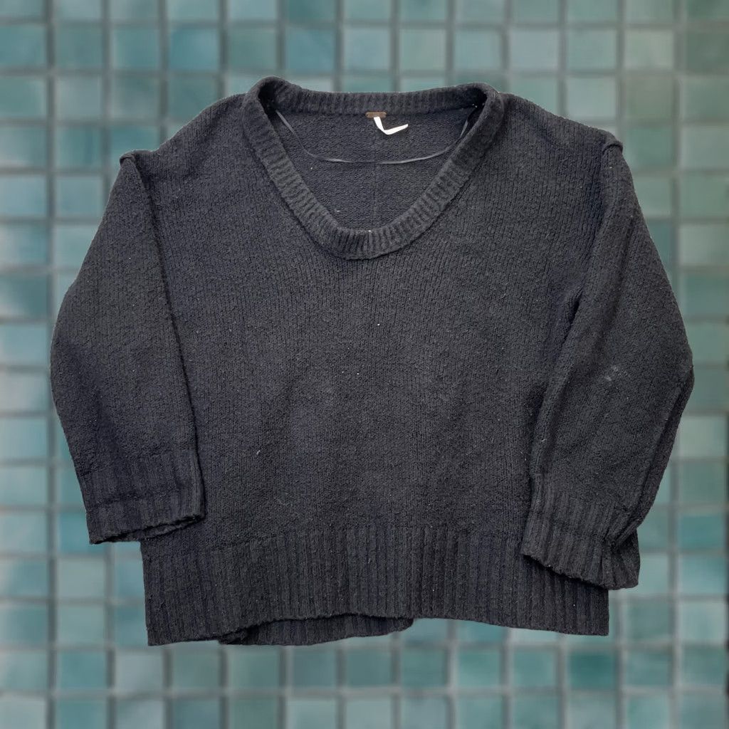 Free People Free People Sweater Tunic XS Black 3/4 Sleeve V-Neck Oversized Relaxed Knit Shirt Womens Fall Winter Fashion Size XS / US 0-2 / IT 36-38 - 1 Thumbnail