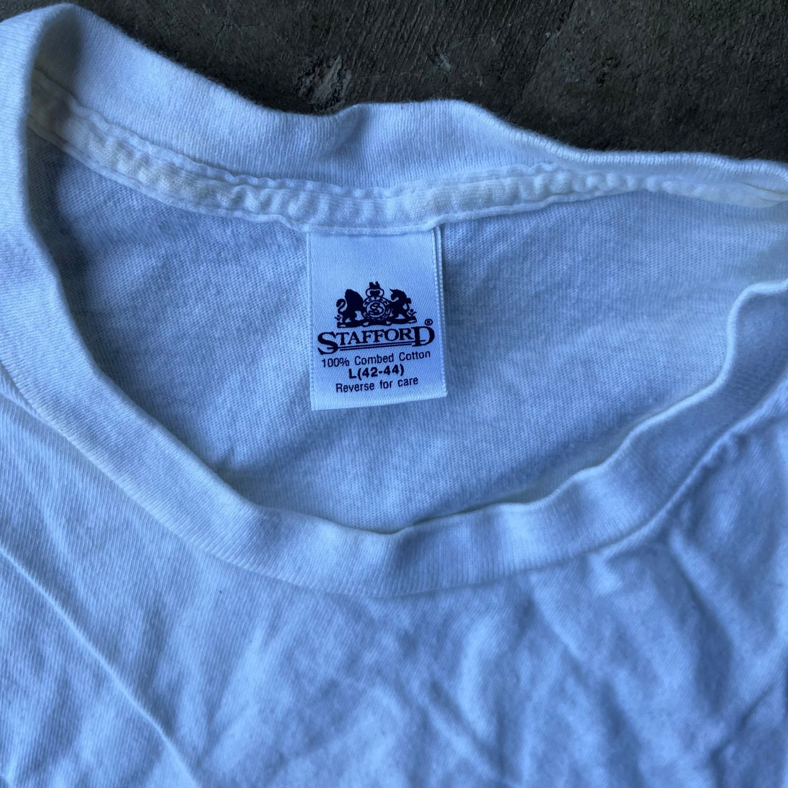 Vintage VINTAGE 80S STAFFORD BLANK WHITE T-SHIRT TEE SHORT SLEEVE Size US L / EU 52-54 / 3 - 3 Thumbnail
