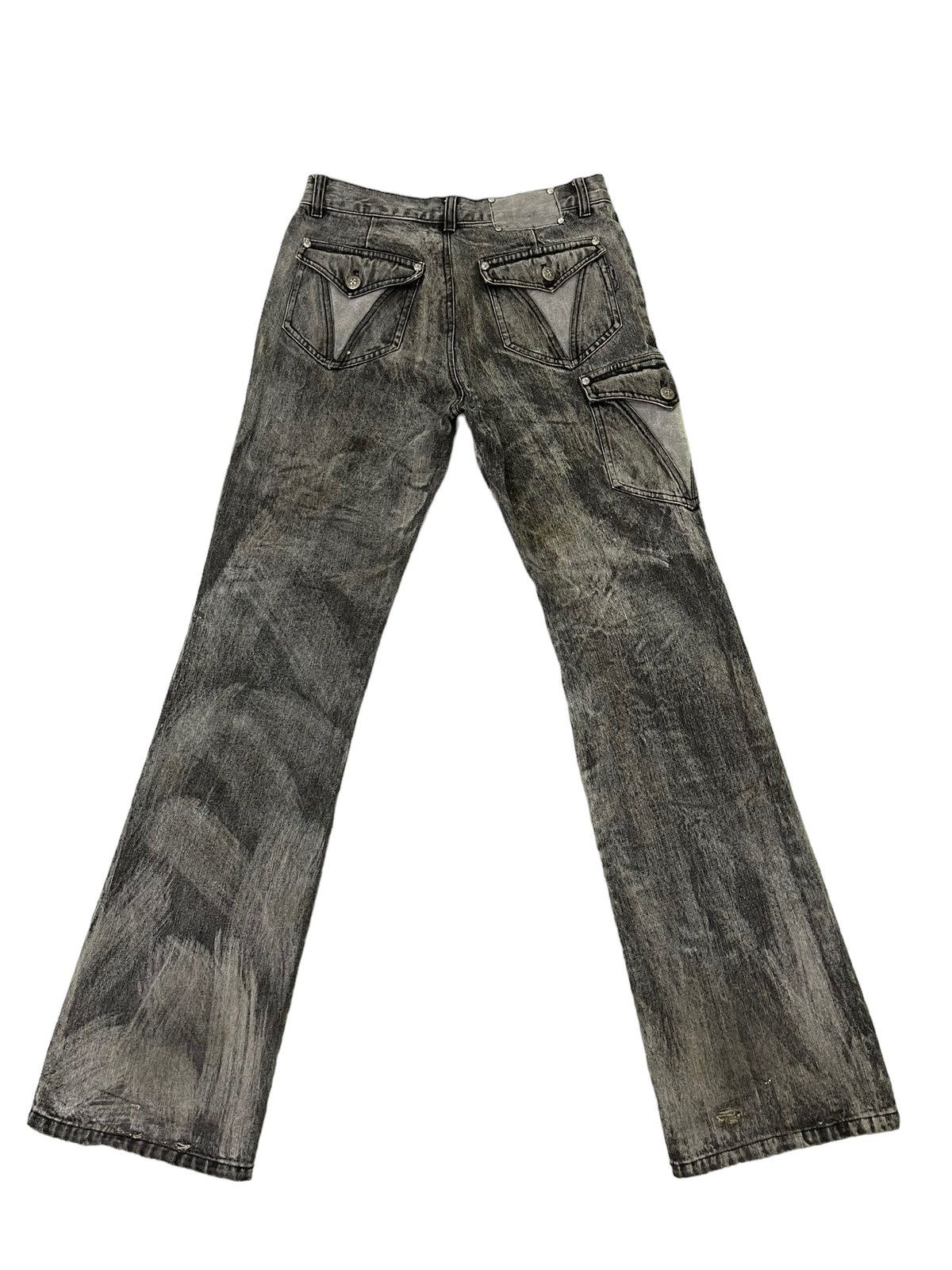 Japanese Brand Flare Jeans Berning Sho Faded Distress Boot Cut 7🟦8 Size US 30 / EU 46 - 14 Thumbnail