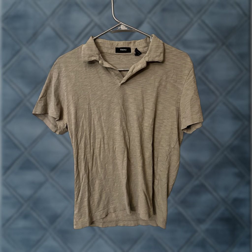 Theory Theory Polo Shirt Mens Small Brown Lightweight Short Sleeve Button-Up Knit - Theory Size US S / EU 44-46 / 1 - 1 Thumbnail