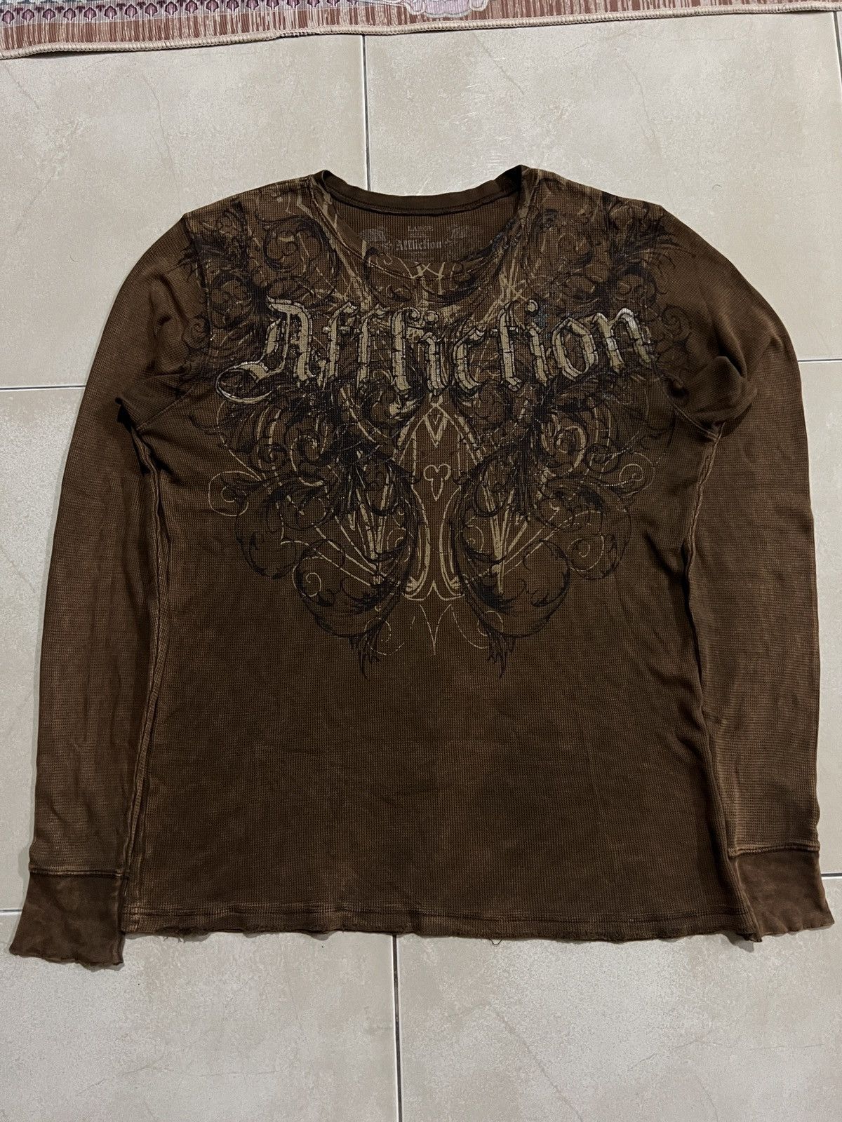 Affliction × Vintage Vintage Y2K Affliction Thermal Big Wings and Cross Size US L / EU 52-54 / 3 - 2 Thumbnail