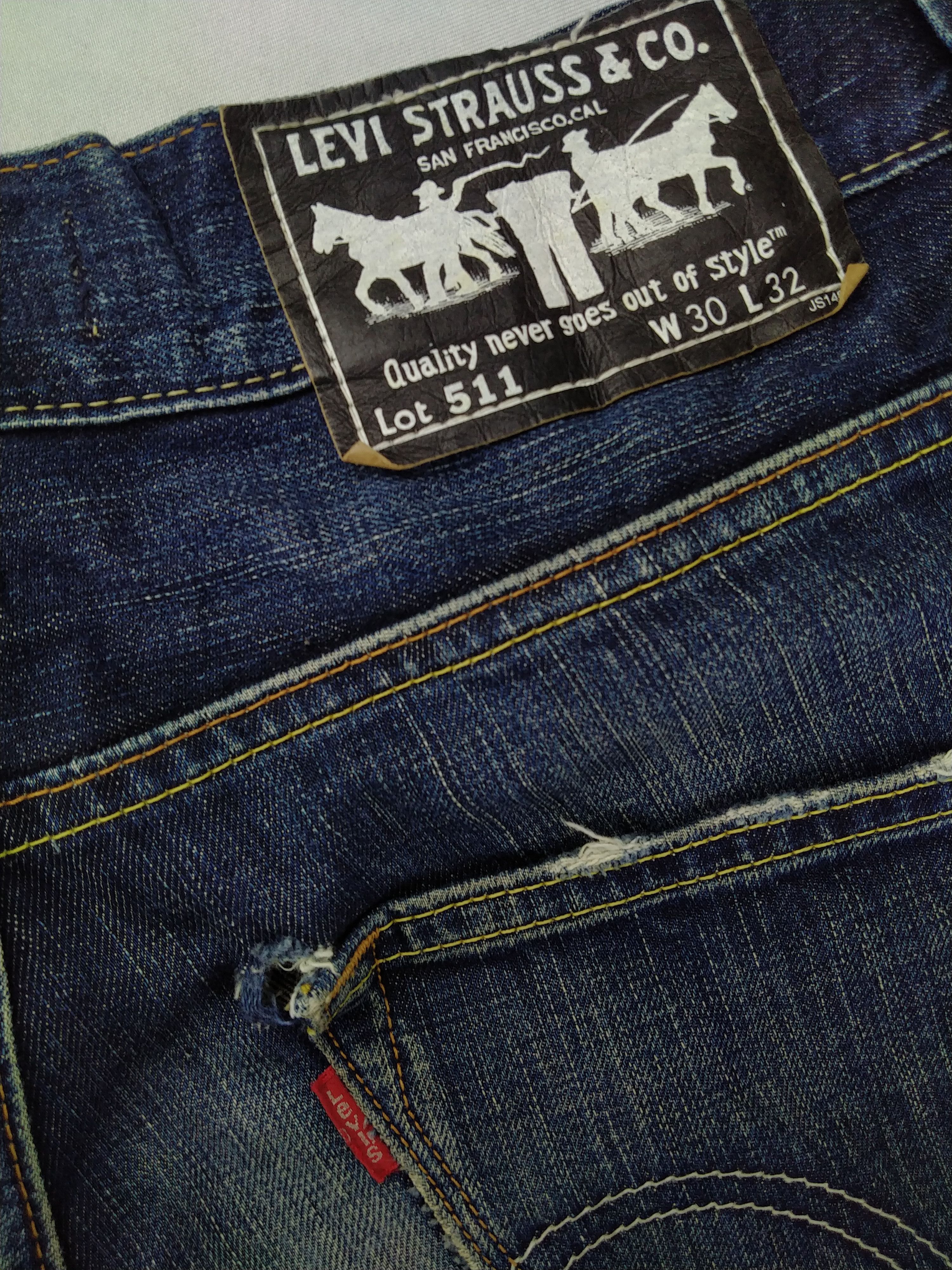 Japanese Brand Dirty Blue Vintage Levi's 511 Slim Jeans 31x32 Denim JN952 Size US 31 - 10 Thumbnail