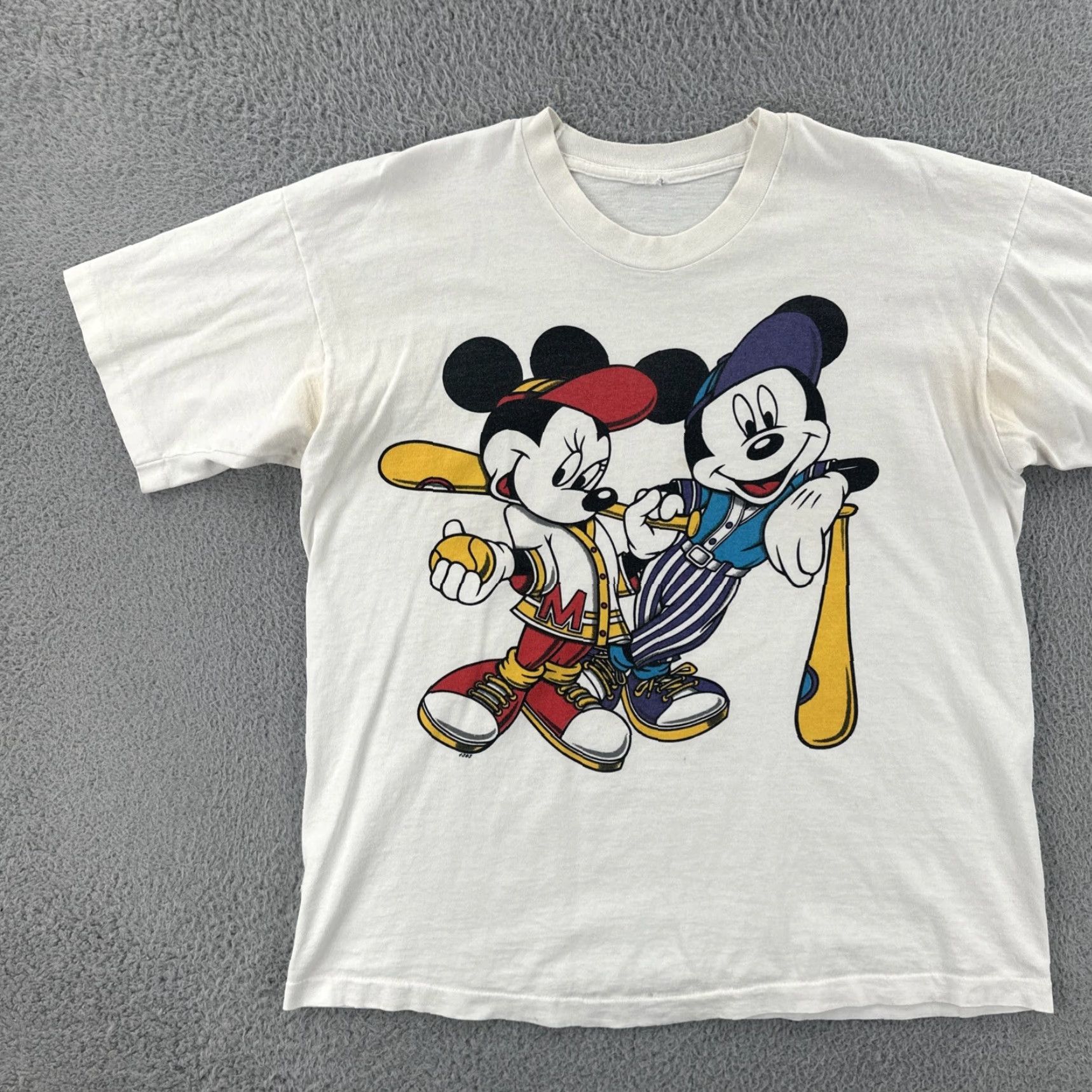 Disney VINTAGE Disney Men’s XL White Single Stitch Shirt Mickey & Minnie Mouse Graphic Tee Shirt Adults XL White Cotton 90s 80s Cartoon Mens Size US XL / EU 56 / 4 - 3 Thumbnail