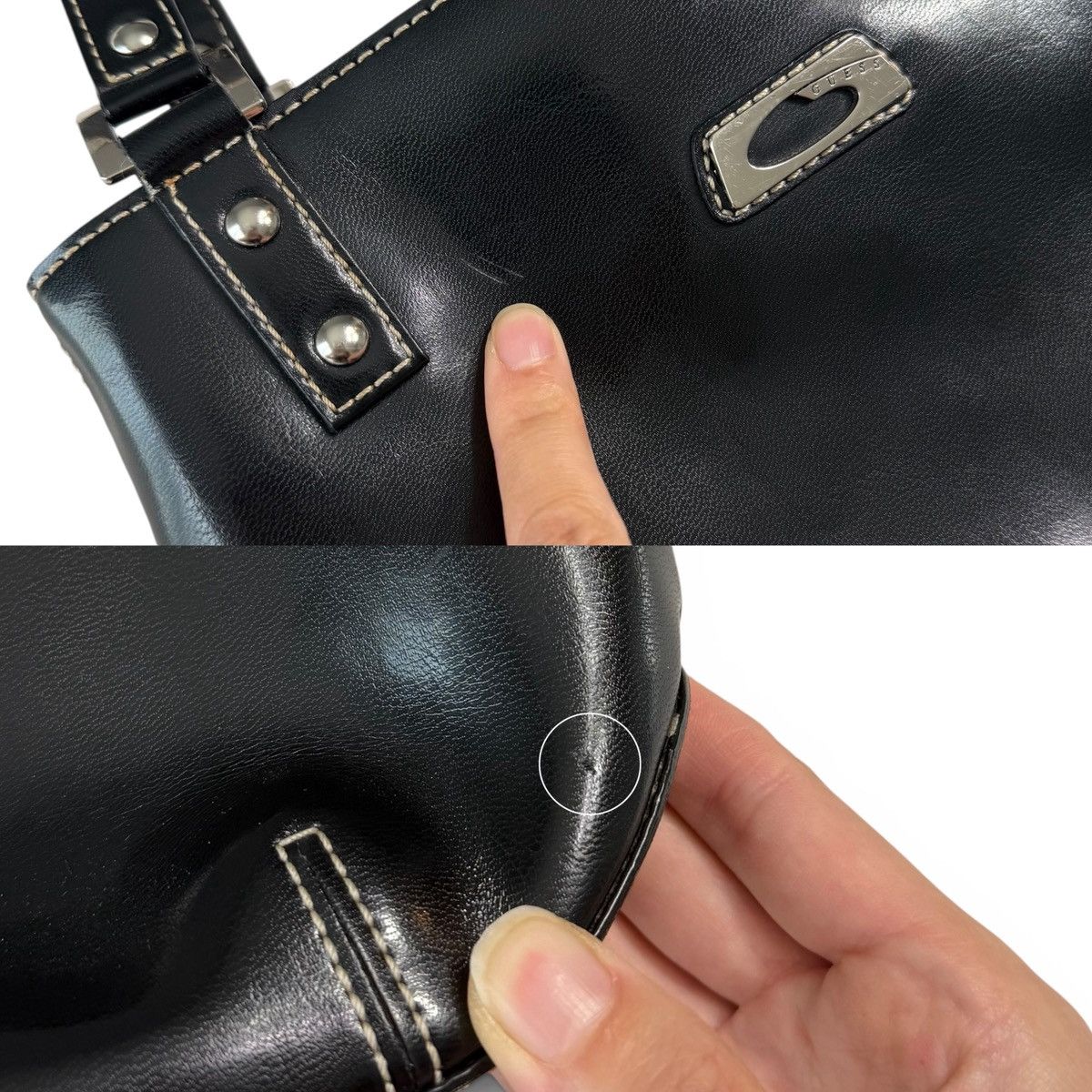 Guess Y2K Guess Black Patent Leather Shoulder Bag Silver Hardware Size ONE SIZE - 8 Thumbnail