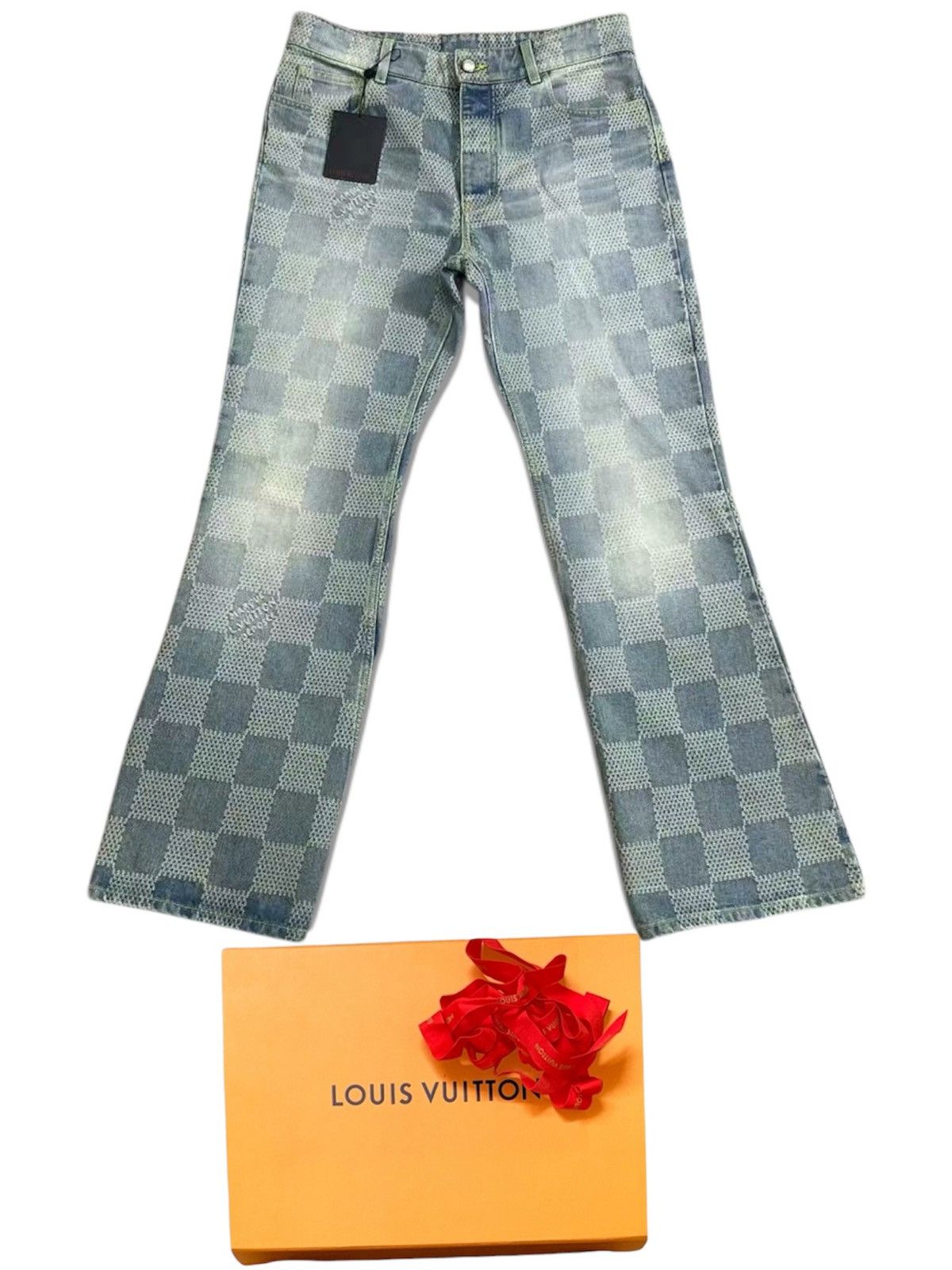 Louis Vuitton Louis Vuitton 33 Damier Flared Washed Denim Jenas Size US 33 - 1 Thumbnail