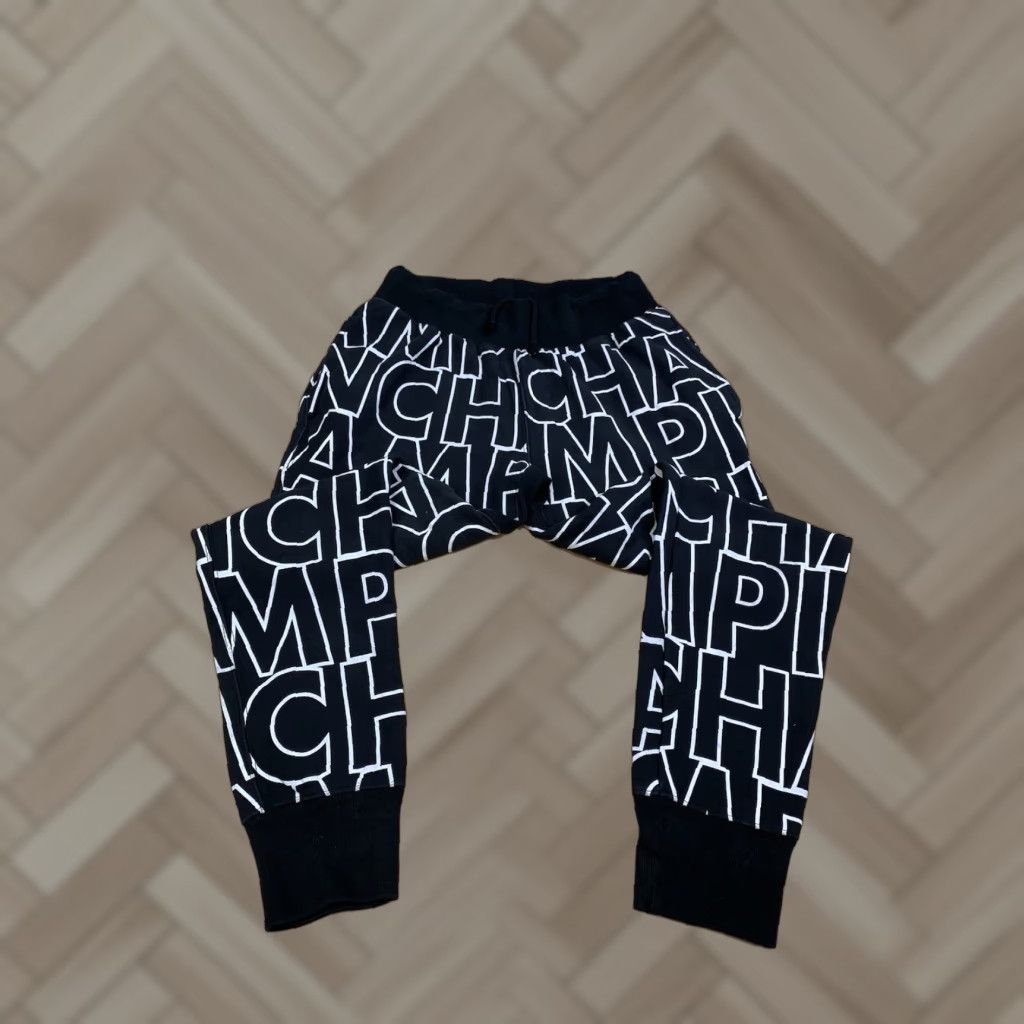Champion Champion Sweatpants Mens M Black AOP Y2K 12481 Reverse Weave Size US 31 - 1 Thumbnail