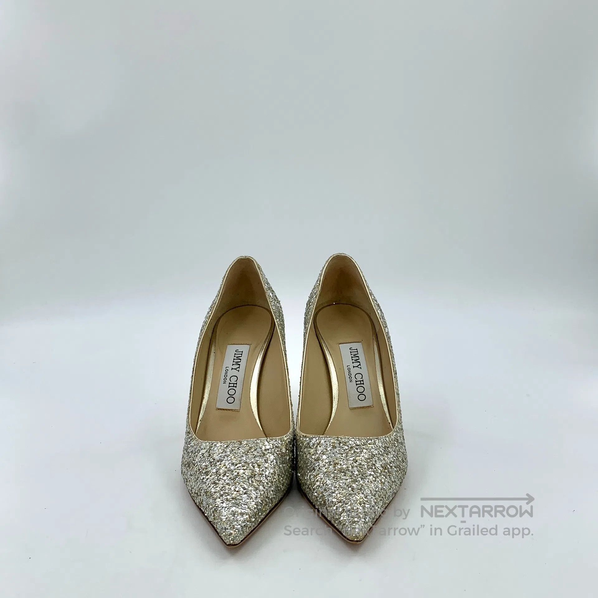 Jimmy Choo Jimmy Champagne glitter fine point stiletto high heels| Size US 4 / IT 34 - 3 Thumbnail