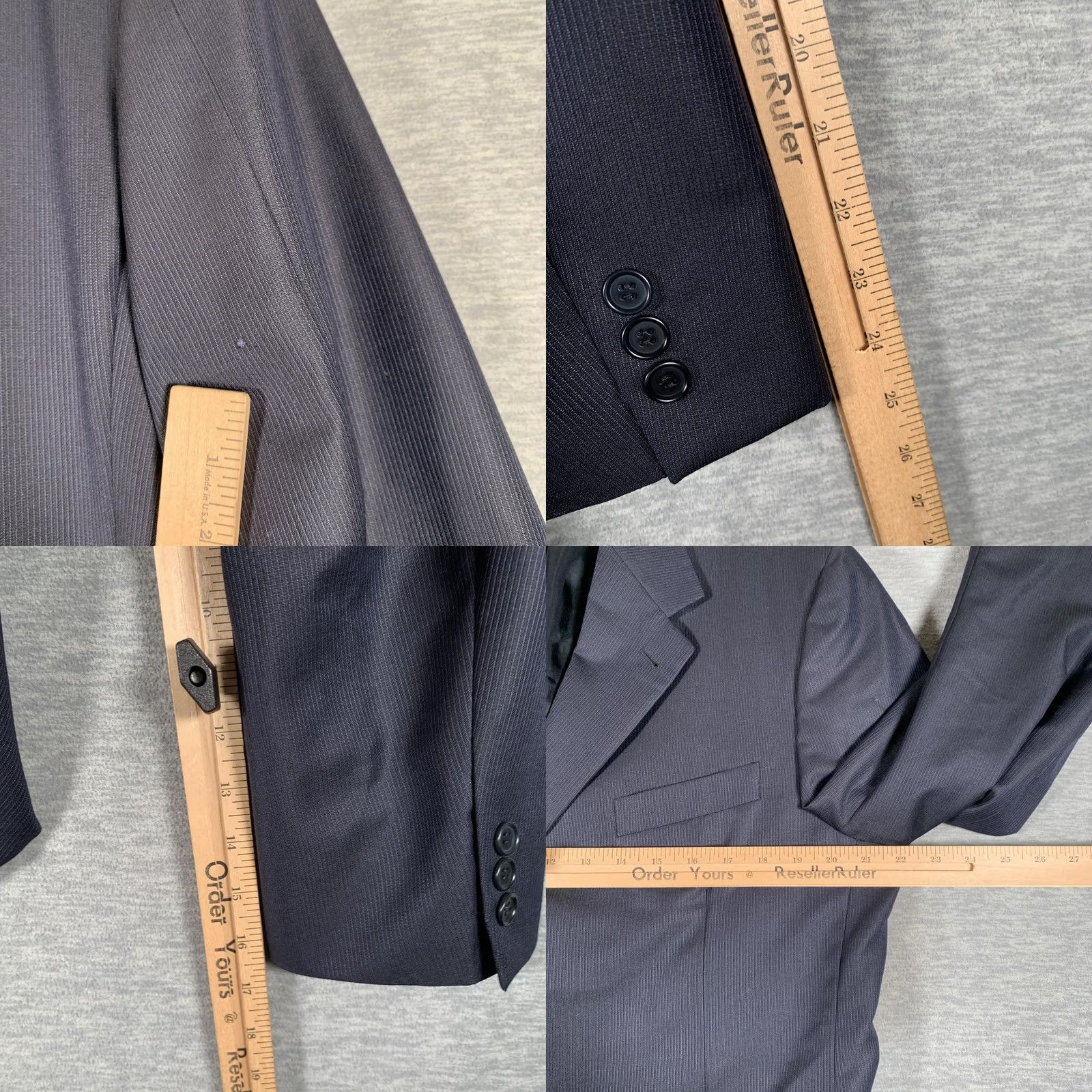 Canali VINTAGE Canali Suit Jacket Mens 50 Blue Wool Silk 3 Button Blazer Striped Made In Italy Size 50R - 8 Thumbnail