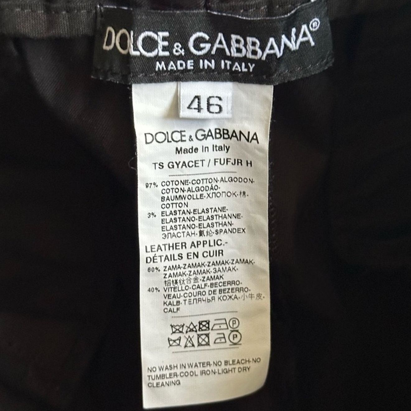 Dolce & Gabbana Essential Black Stretch Cotton Pants IT 46 Metal Logo Tag Size US 30 / EU 46 - 6 Thumbnail