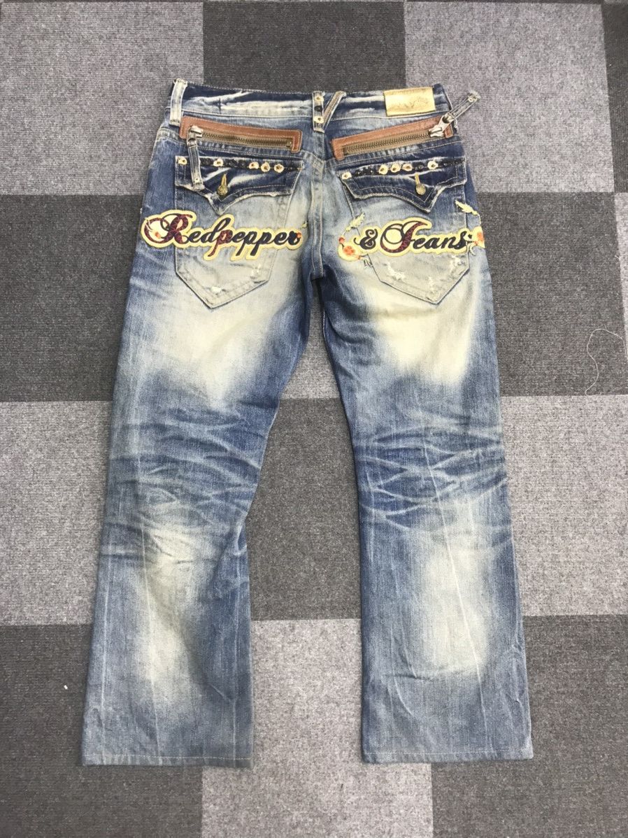 image of Seditionaries Flare Redpepper Distressed Low Rise Jeans in Denim, Men's (Size 31)