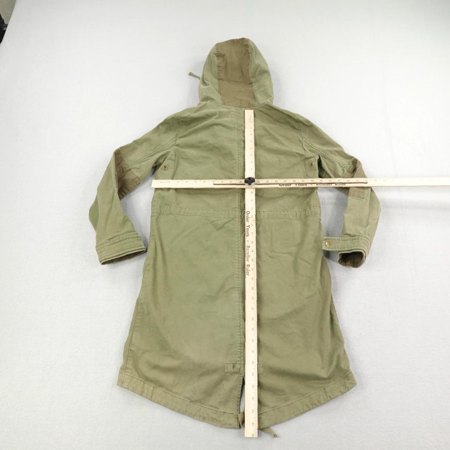 Gap VINTAGE Gap Women's Jacket XS Olive Green Military Fishtail Parka Hooded Canvas Outdoor Coat Size XS / US 0-2 / IT 36-38 - 6 Thumbnail