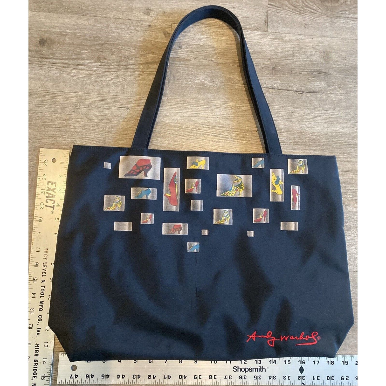 Andy Warhol Andy Warhol Black with a Shoe Theme Tote 13" x 20" Size ONE SIZE - 6 Thumbnail