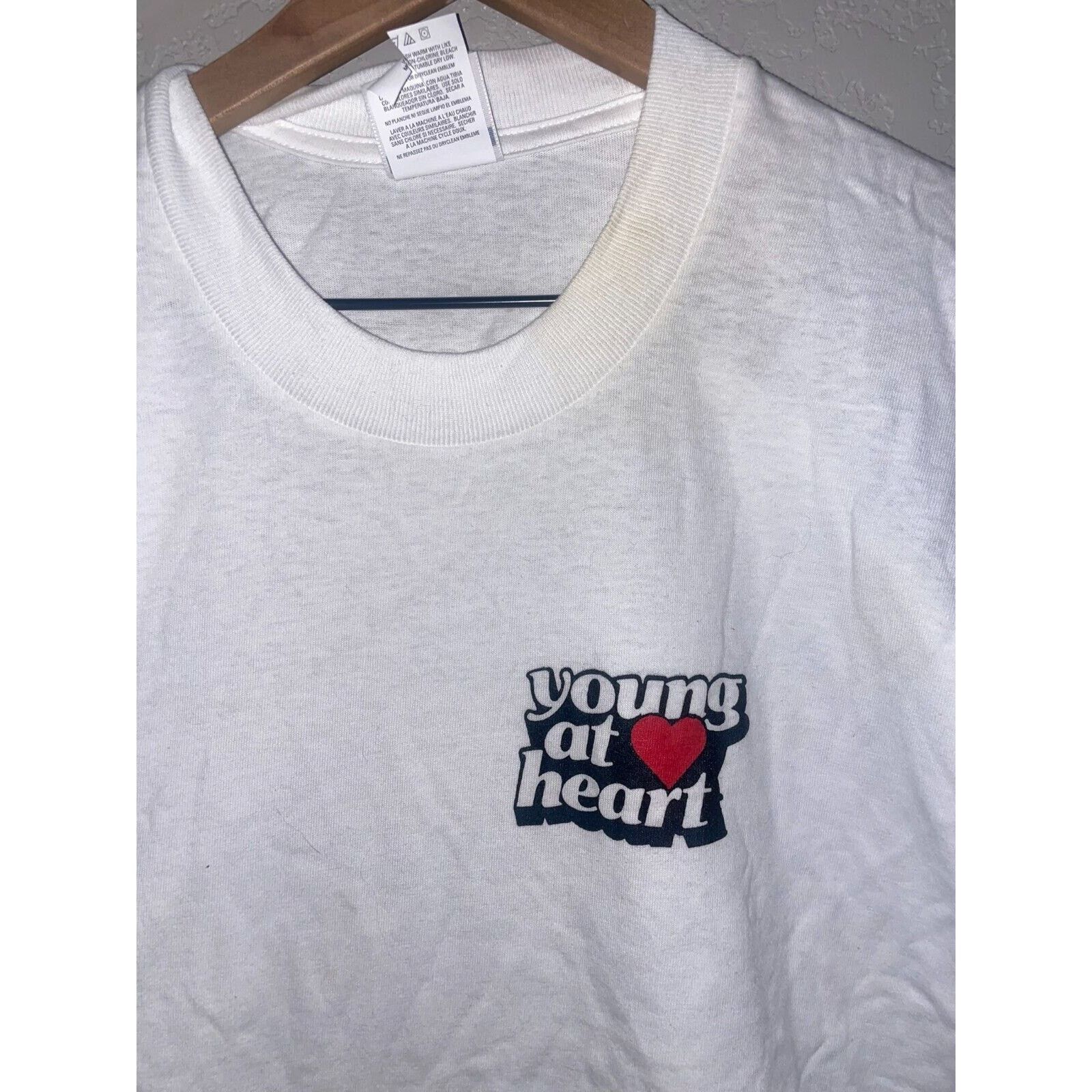Jerzees Vintage Young At Heart Shirt Yellowed Collar VTG 90s Large Size US L / EU 52-54 / 3 - 2 Thumbnail