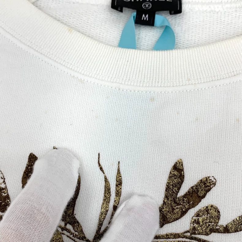Chanel Chanel White laurel double C printed cotton round-neck sho Size M / US 6-8 / IT 42-44 - 8 Thumbnail