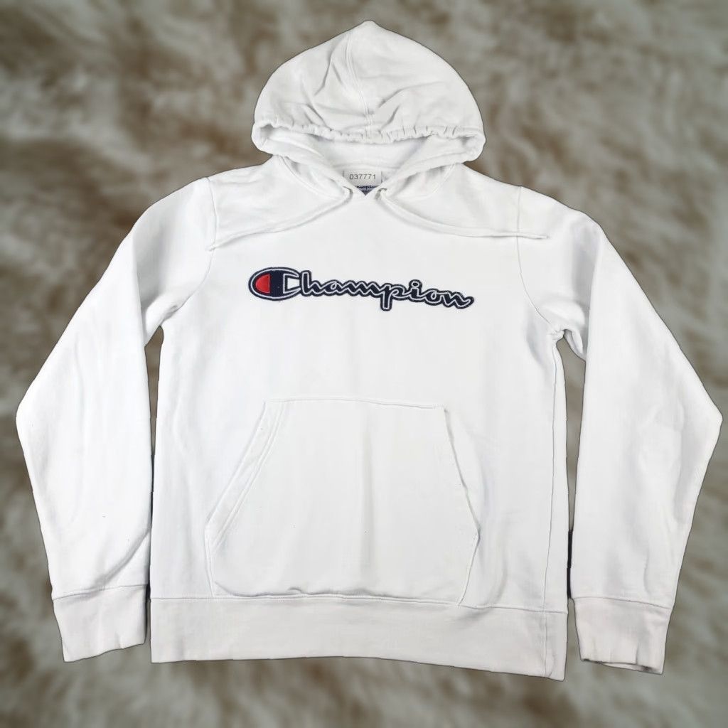 Champion VINTAGE Champion Pullover Hoodie Men Small White Casual Sweatshirt Fleece Logo Zipper Sports Size US S / EU 44-46 / 1 - 1 Thumbnail