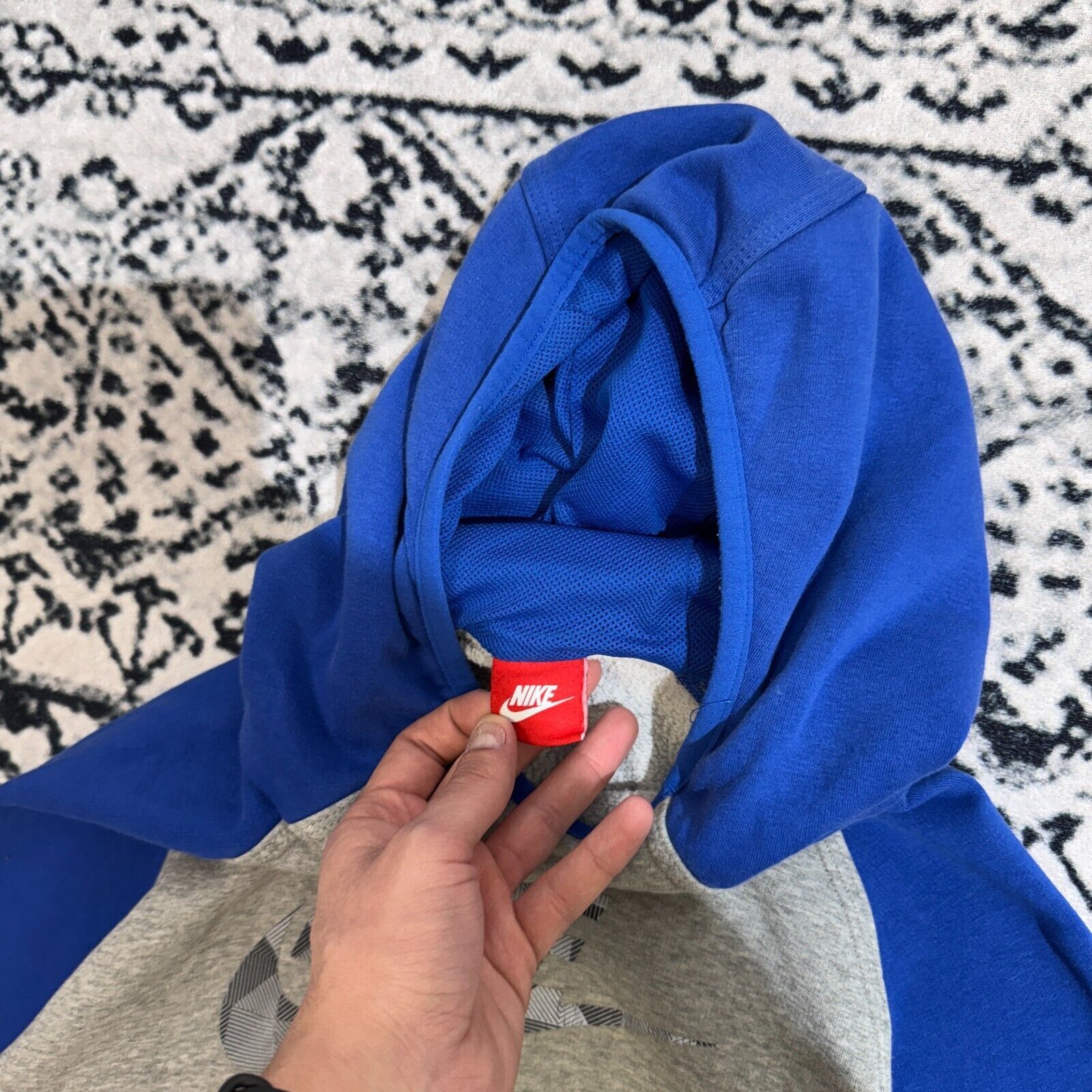 Nike × Vintage Vintage Nike Blue Gray Cotton Hoodie Size S Tech Fleece 90s Size US S / EU 44-46 / 1 - 6 Thumbnail