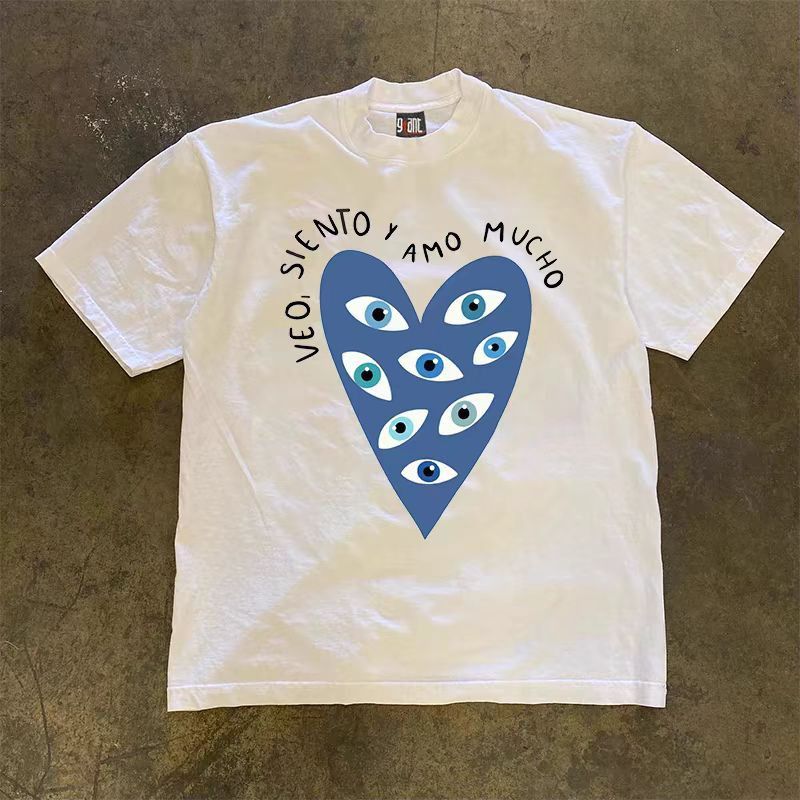 Japanese Brand White vintage cotton t-shirt with heart-shaped eyes Size US M / EU 48-50 / 2 - 1 Thumbnail