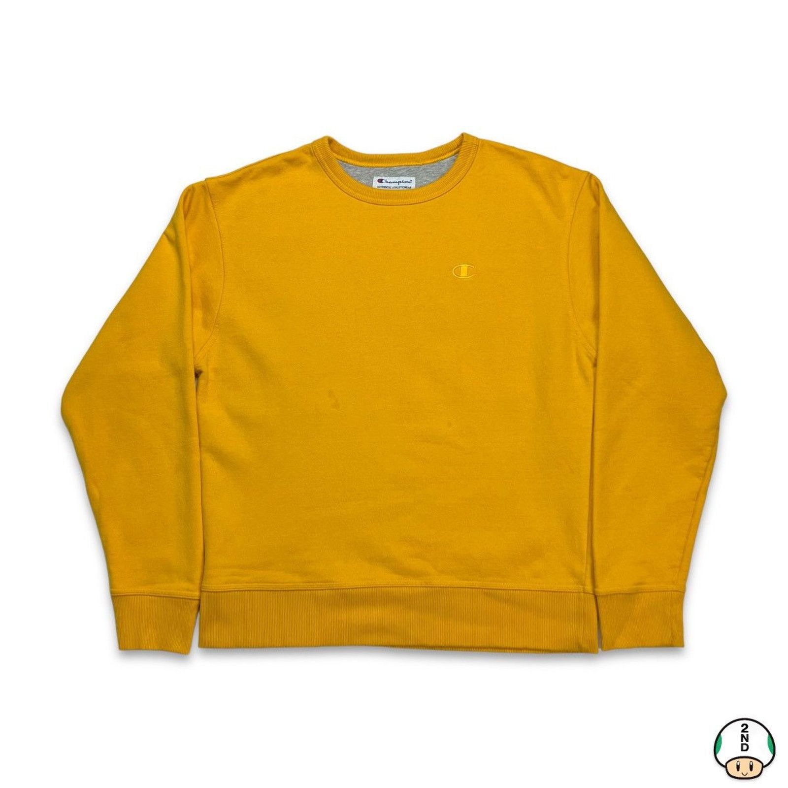 Champion × Vintage Champion Sweatshirt Medium Yellow C Logo Authentic Pullover Size US M / EU 48-50 / 2 - 1 Thumbnail