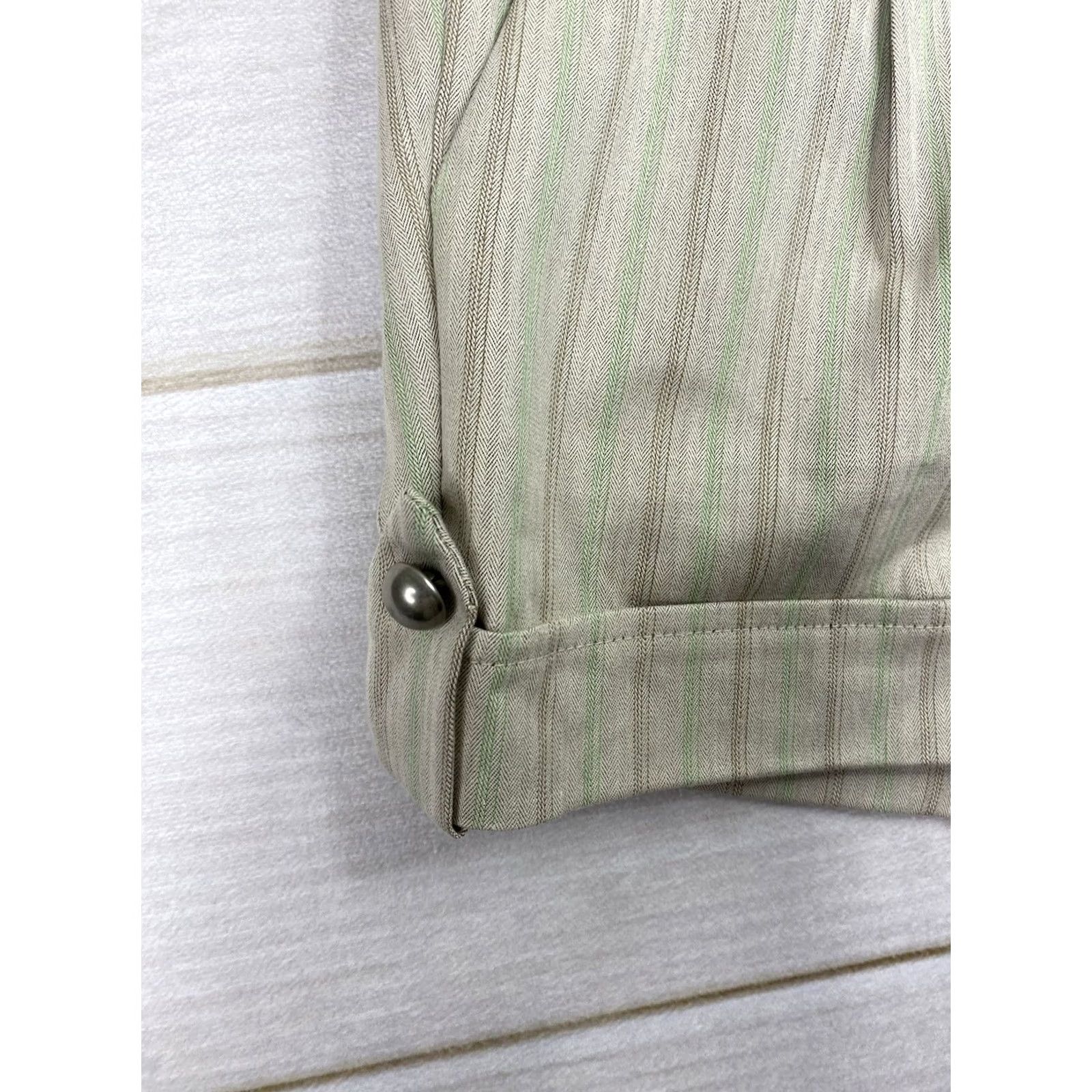 Vintage VTG Wet-seal Shorts Sz L Striped Pleated Mini Beige 90s Grunge Festival Cowgirl NWT/NYC Beach Womens Size 36" / US 14 / IT 50 - 2 Thumbnail